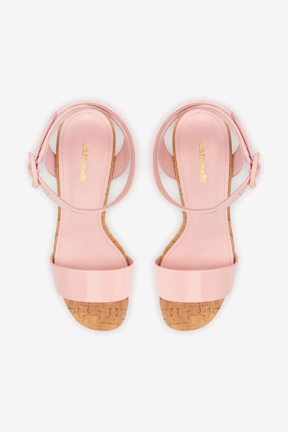 Dolly Sandal In Tulip Patent Leather and Natural Cork Simple Glam