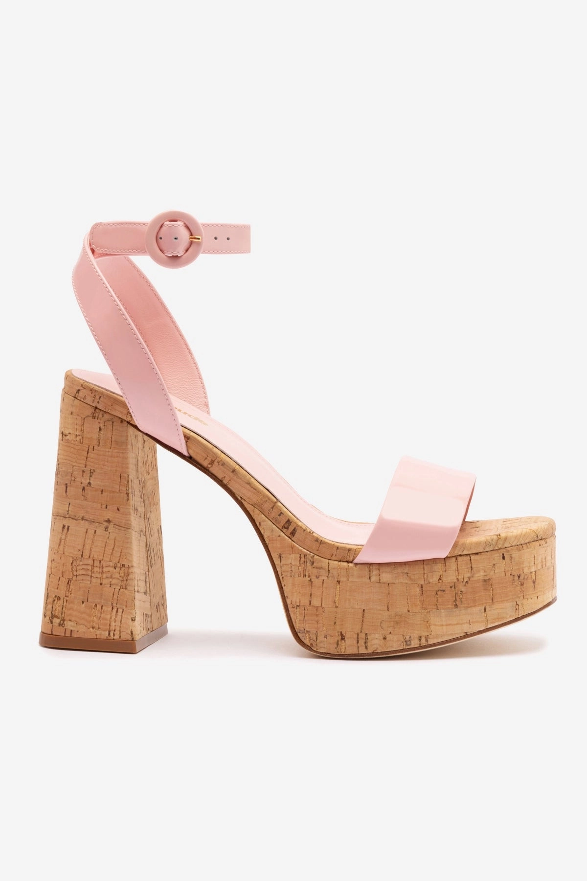 Slip Resistant Grip Date Soft Dolly Sandal In Tulip Patent Leather and Natural Cork