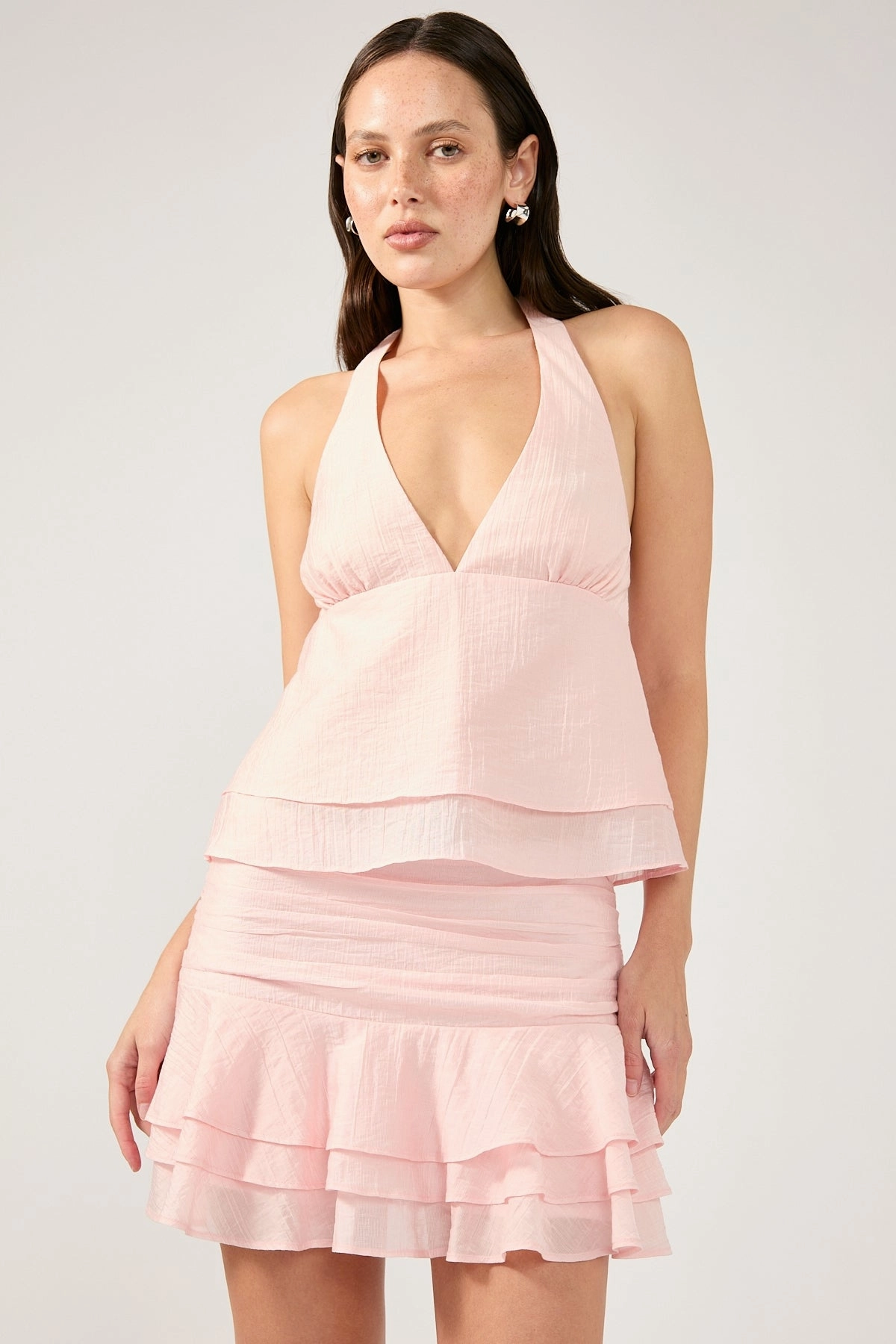 Perfect Stranger EllaMae Ruffle Mini Skort Light Pink Built In Shorts Machine wash safe