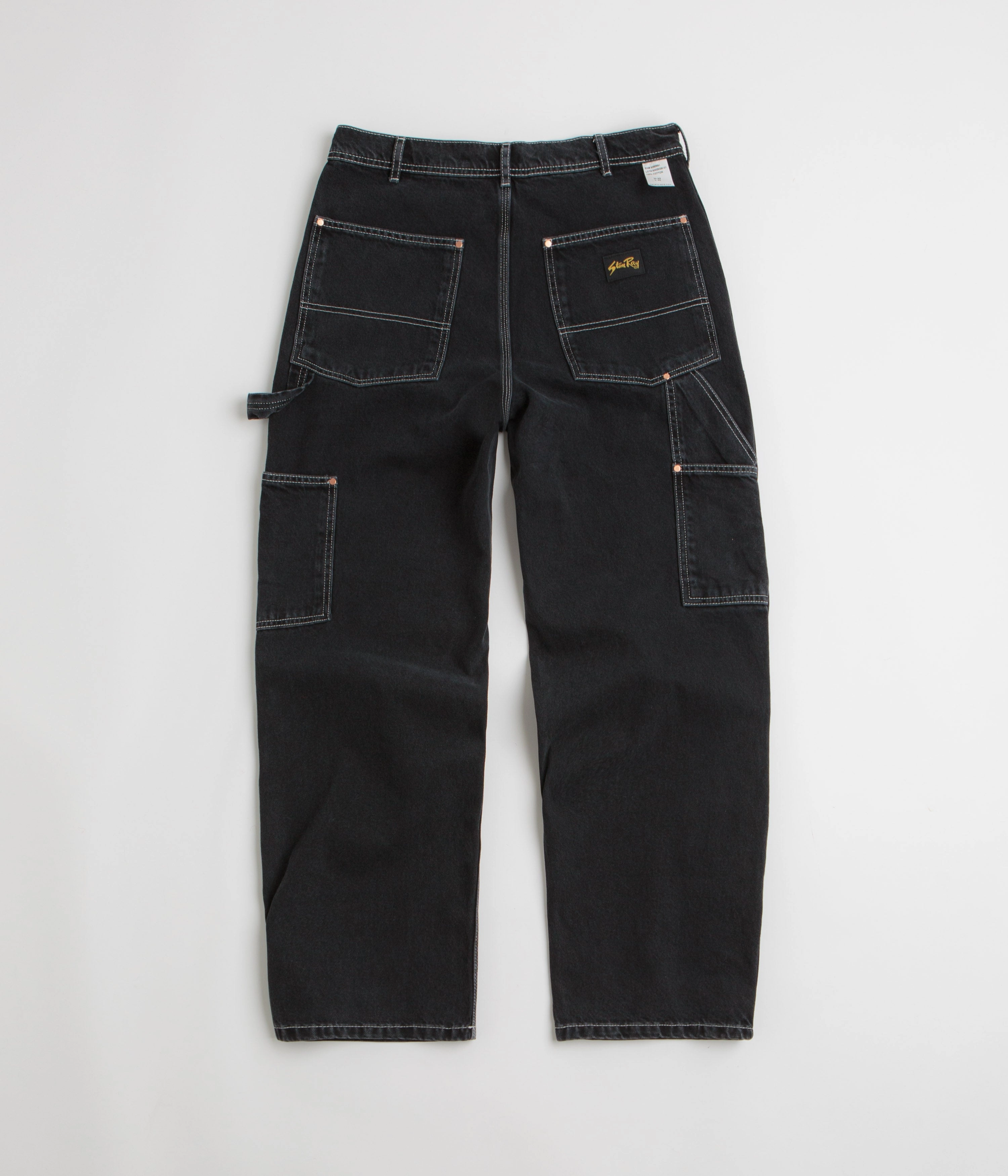 Sleek and Soft Active Comfort Stan Ray Double Knee Pants - Stonewashed Black Denim