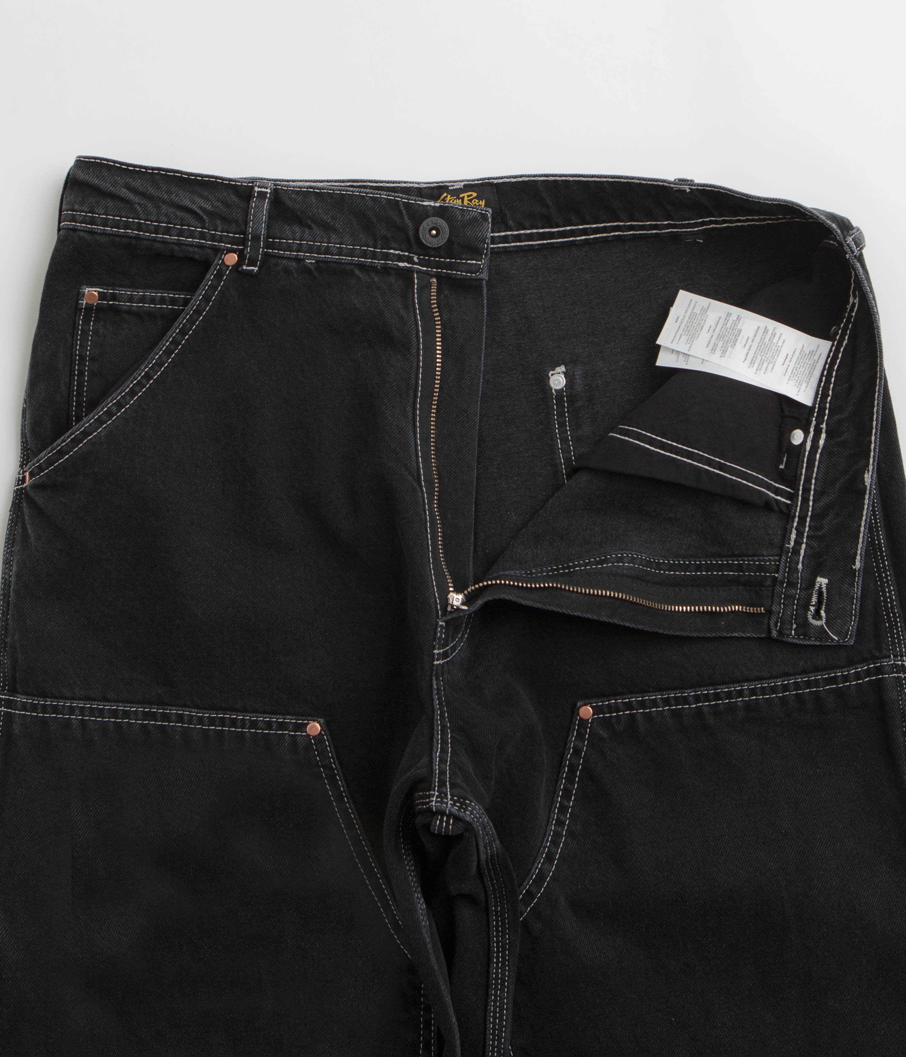 Dark wash Stan Ray Double Knee Pants - Stonewashed Black Denim