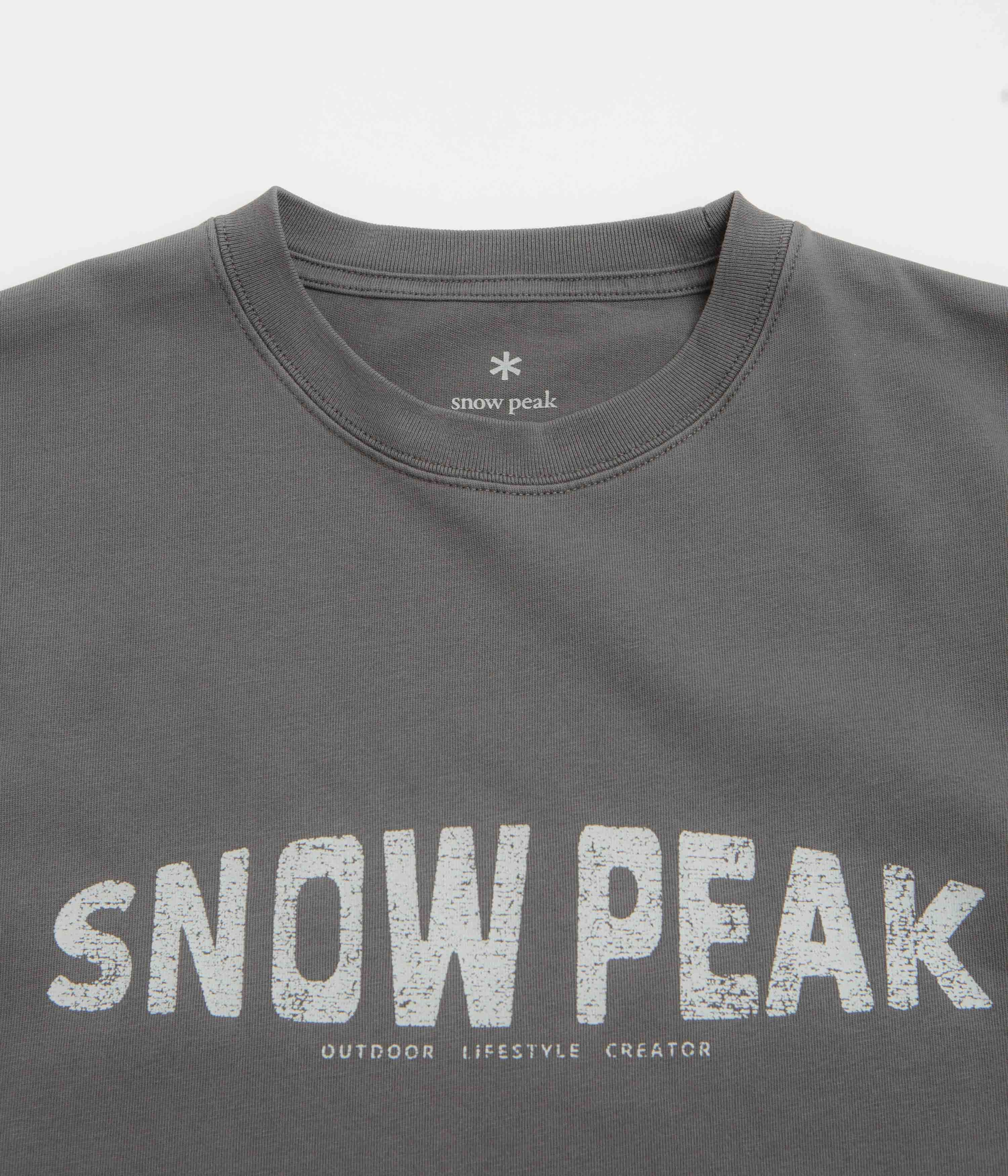 Snow Peak Oval Logo T-Shirt - Charcoal Comfy Fit Wear Water Based Ink