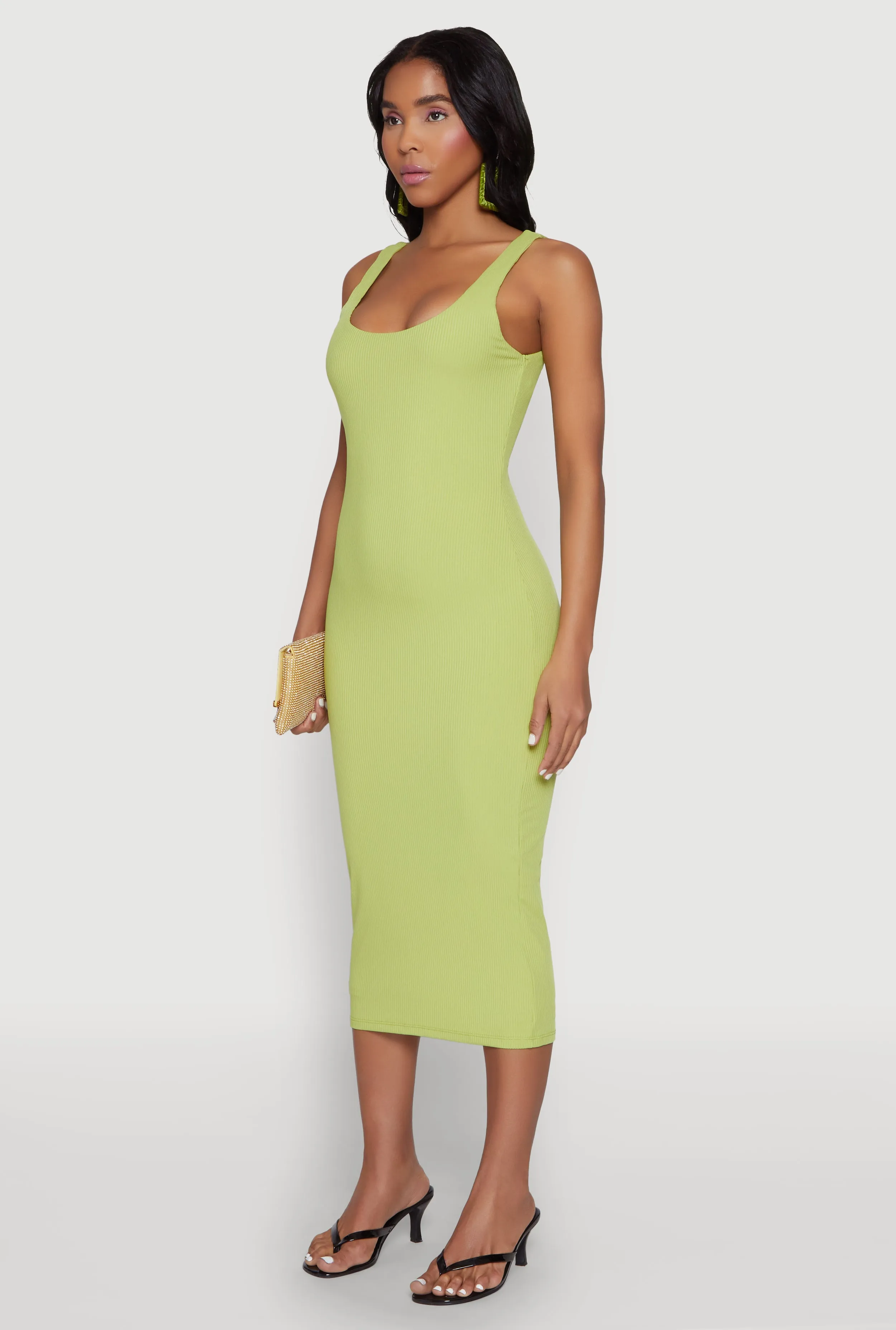 Haute Monde Ribbed Knit Tank Dress Vibrant color