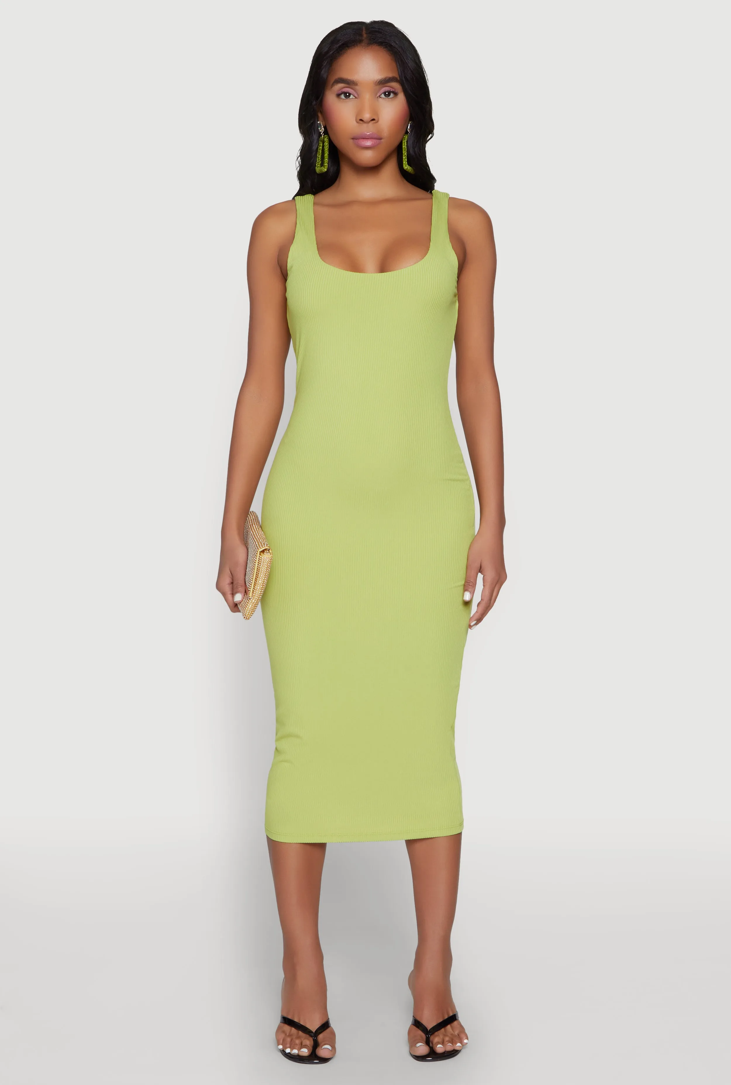 Haute Monde Ribbed Knit Tank Dress Polished Wear Sleek Motion