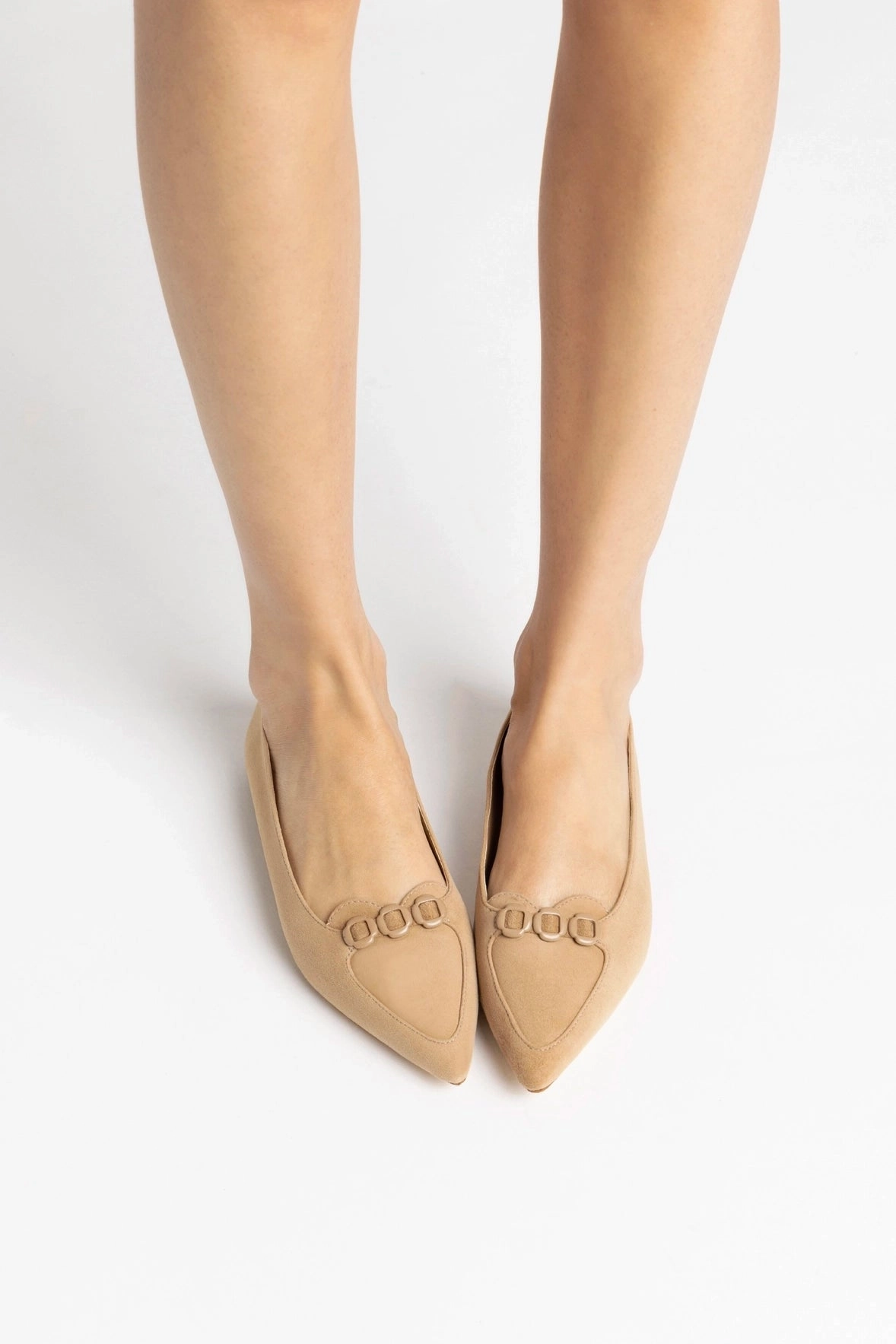 Sky Glow Audrey Flat In Hazelnut Suede