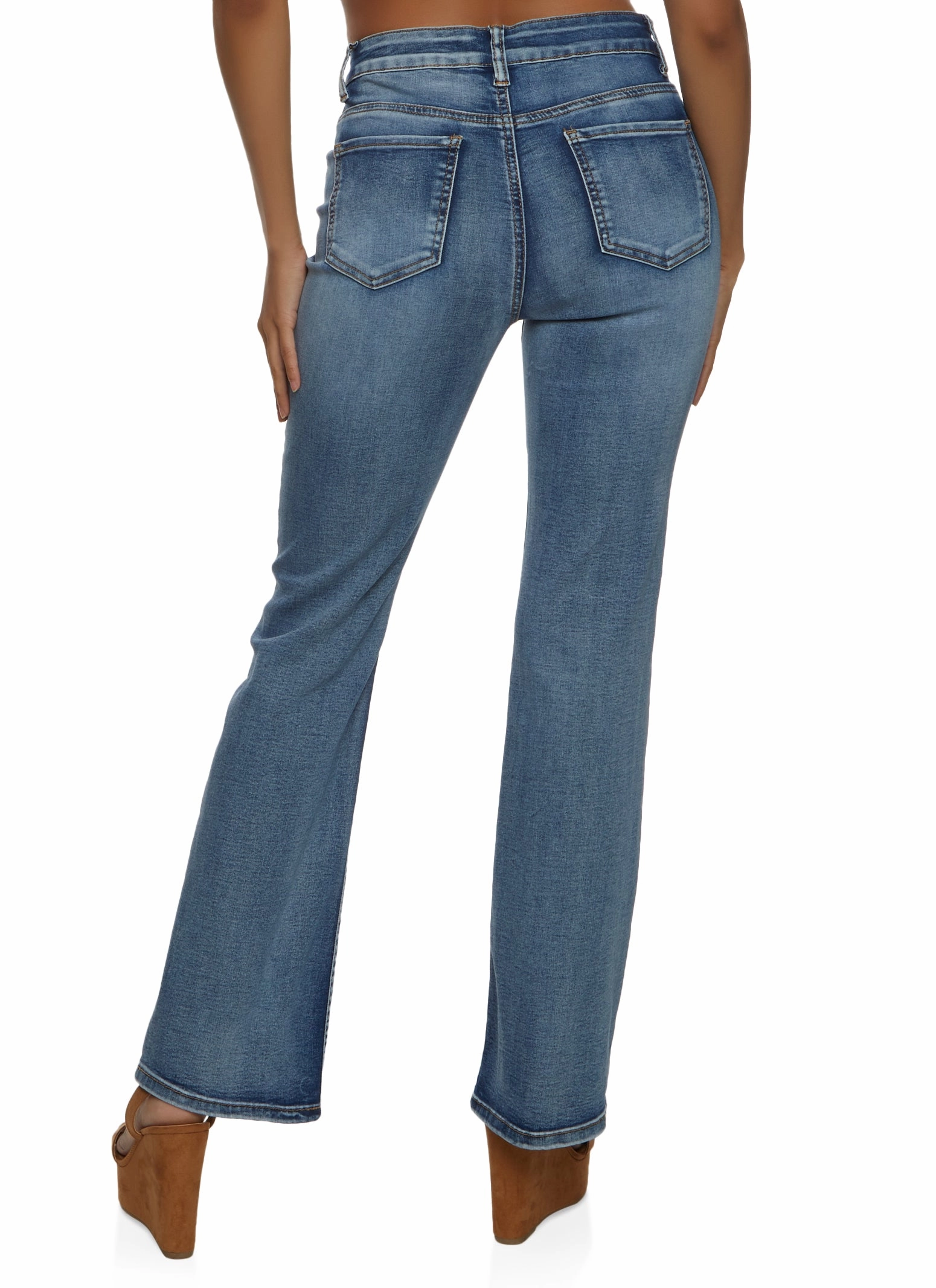 WAX Acid Wash Boot Cut Jeans Fashion Uniform