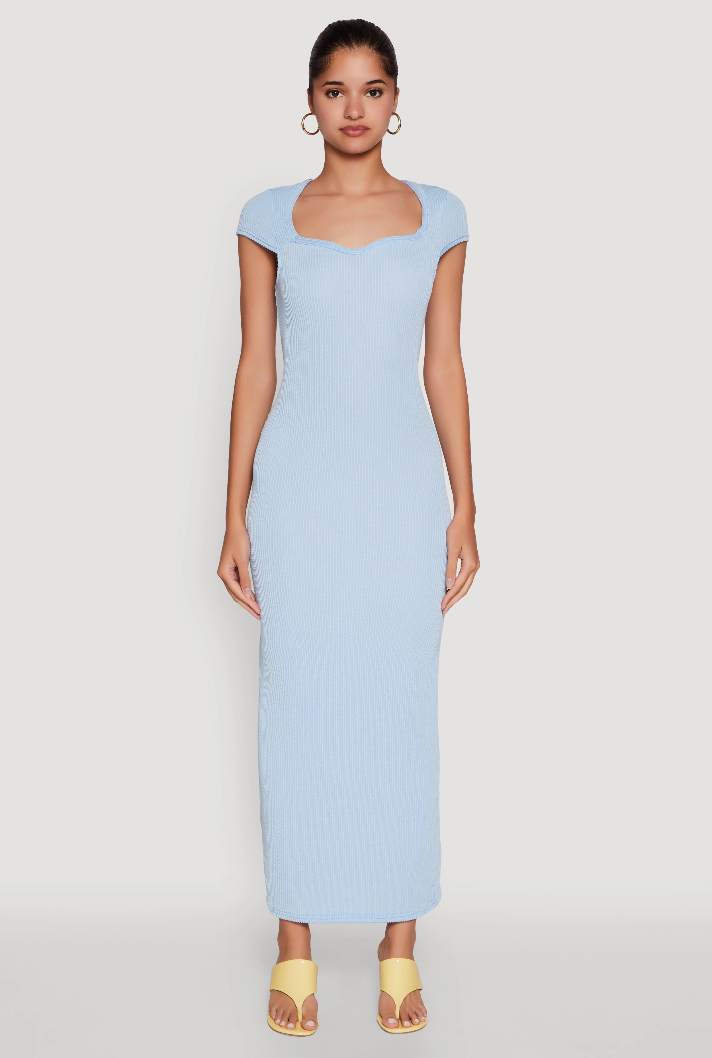 Trendy Textured Knit Tie Back Cut Out Maxi Dress Vibrant Colors Profile Enhancer