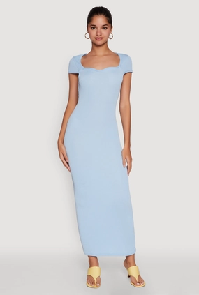 Urban Classic Trendy Textured Knit Tie Back Cut Out Maxi Dress