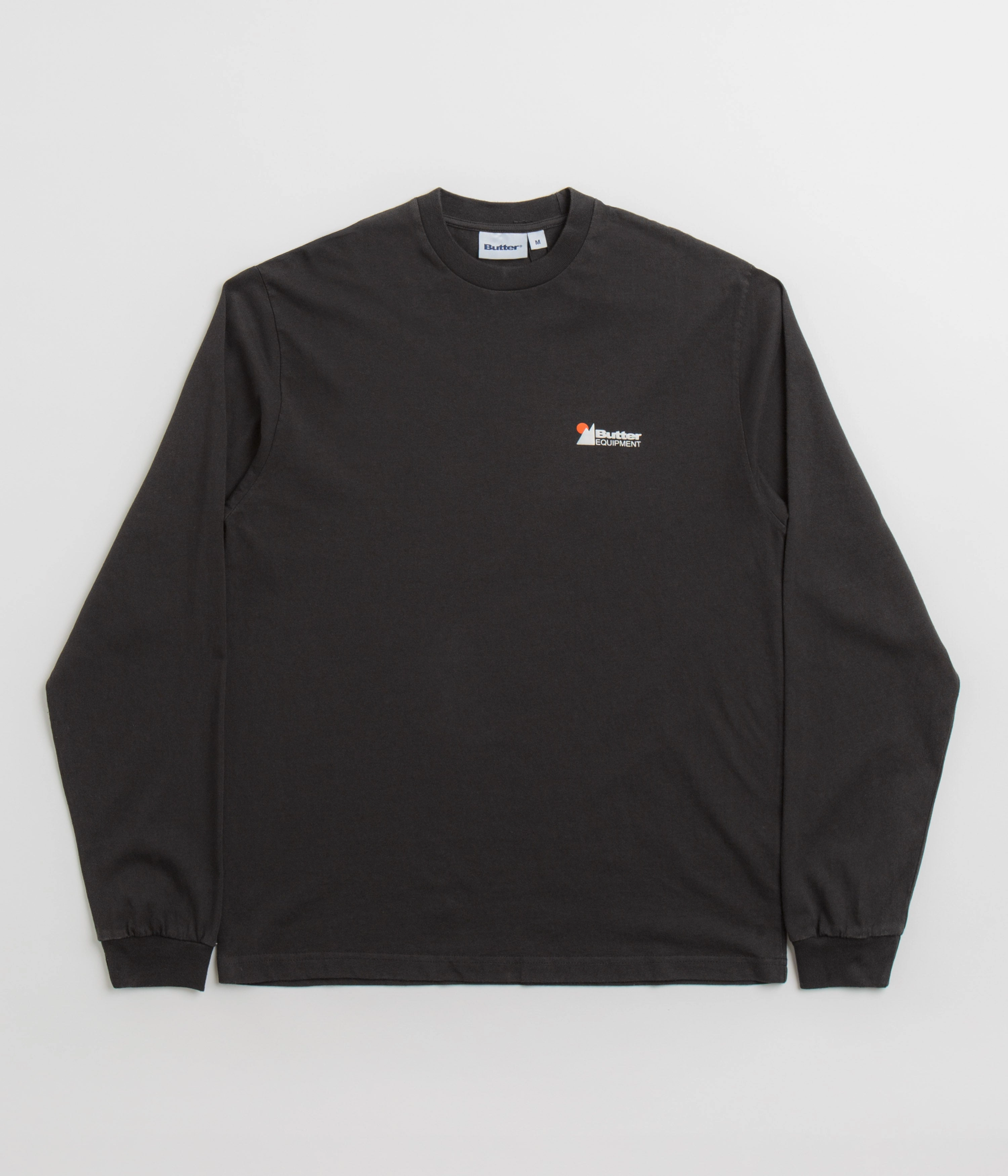 Simple and Chic college Butter Goods Pigment Dye Long Sleeve T-Shirt - Washed Black
