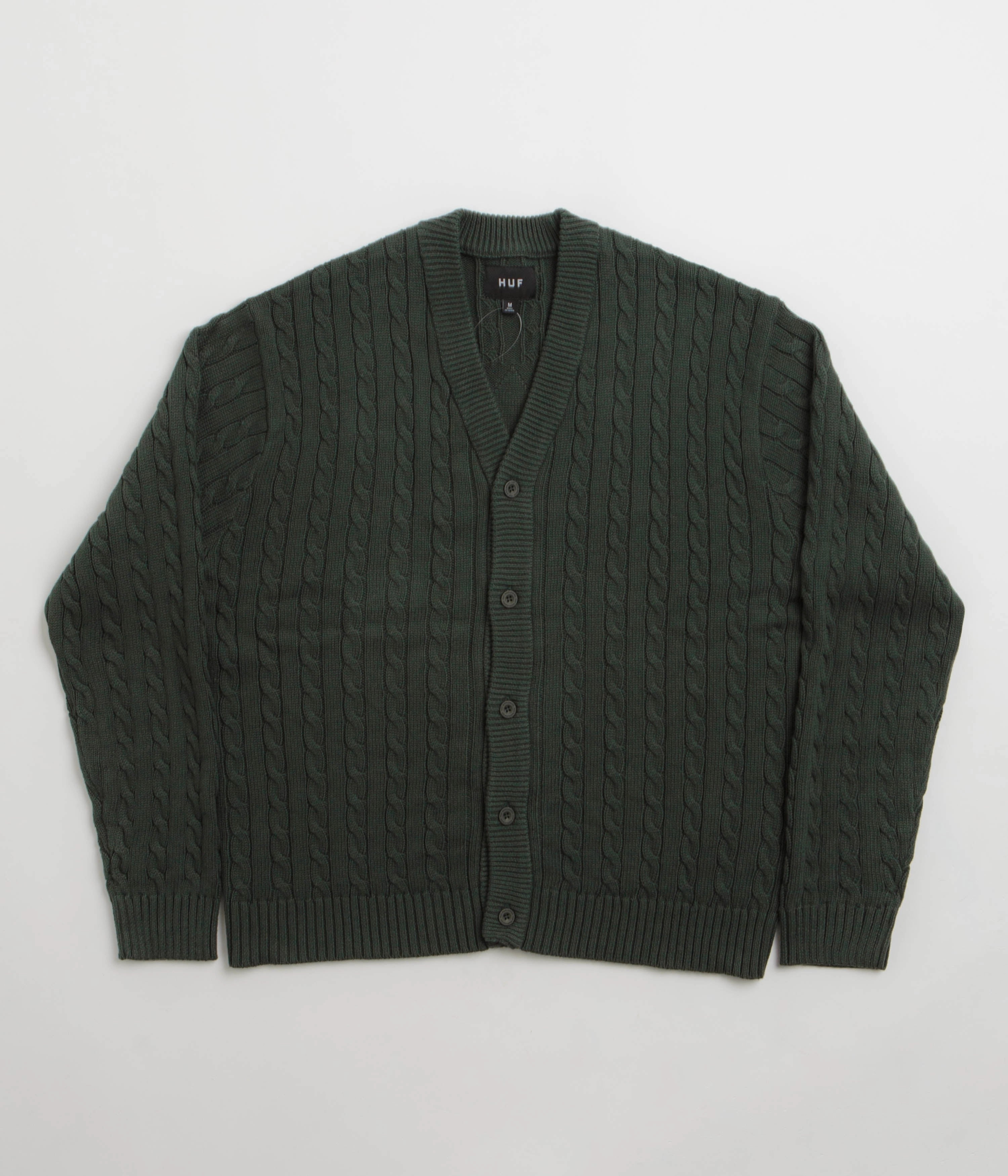 HUF TT Jacquard Cardigan - Hunter Green Chilly Comfort Look