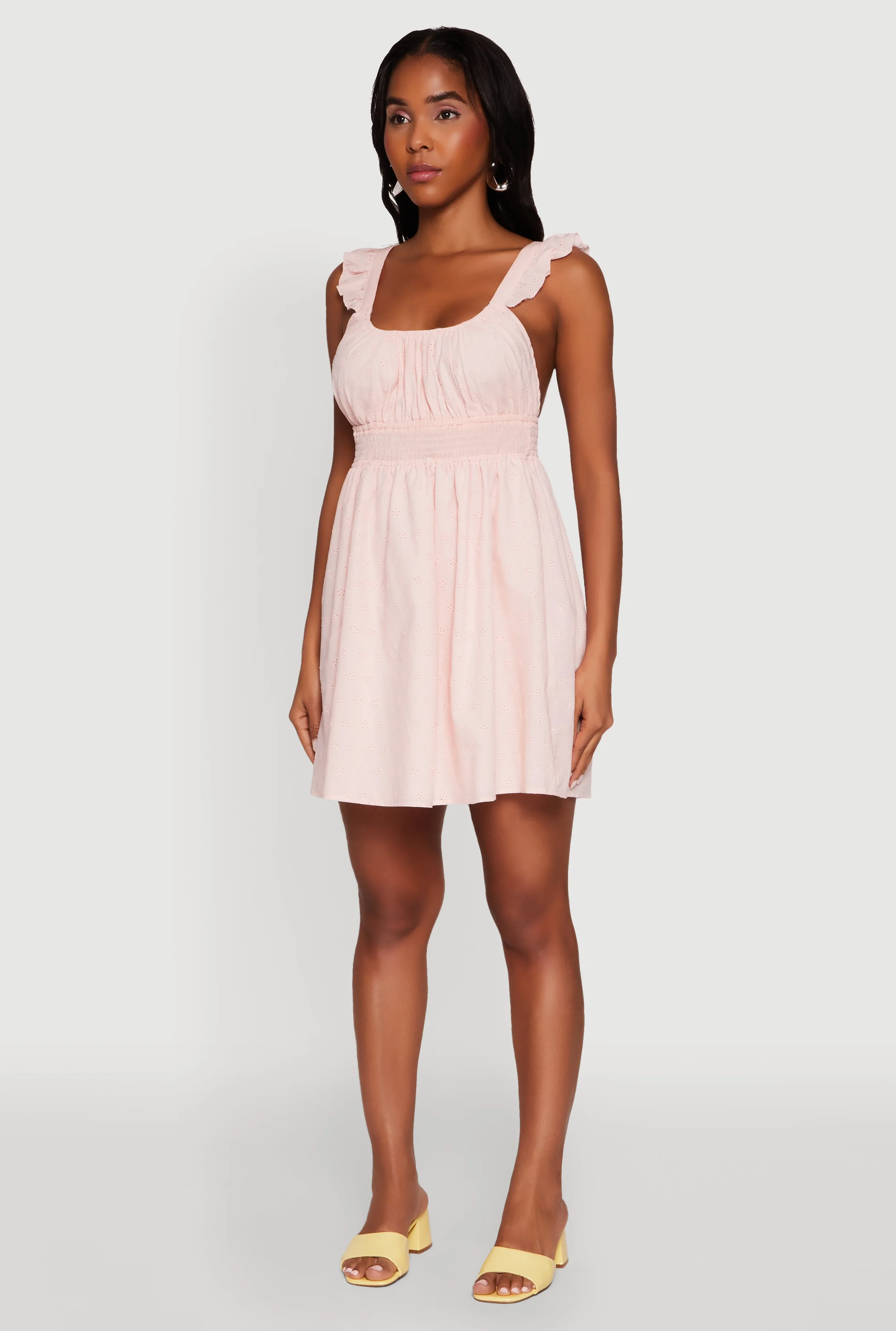 Haute Monde Ruffled Strap Babydoll Sundress All Season Style Easy Layering