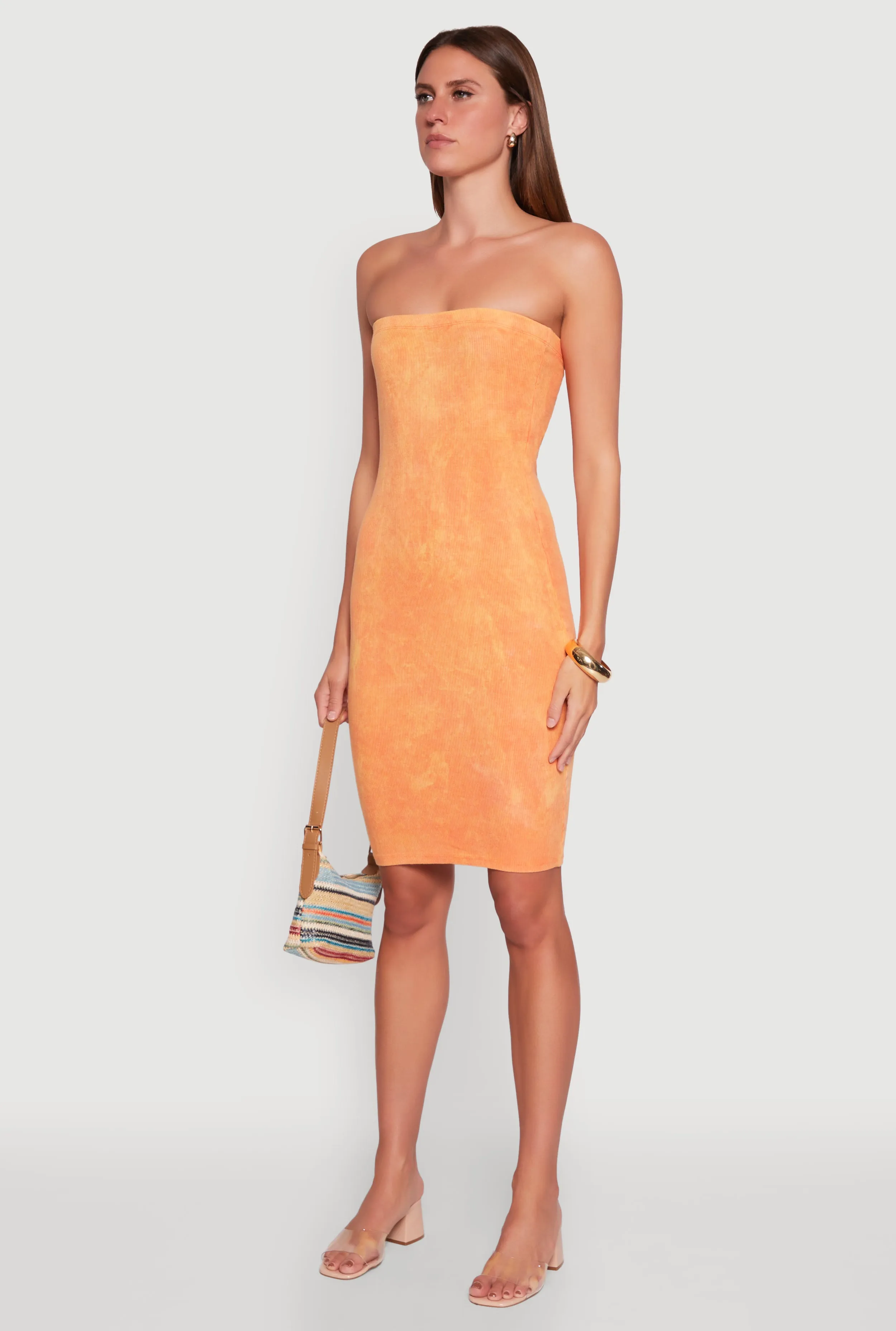 Rib Knit Mineral Wash Tube Dress Relaxed Fit Mood Edge