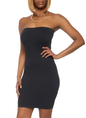 Rib Knit Mini Tube Dress Smooth Finish