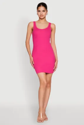 Stylish day dress Rib Knit Scoop Neck Tank Mini Dress