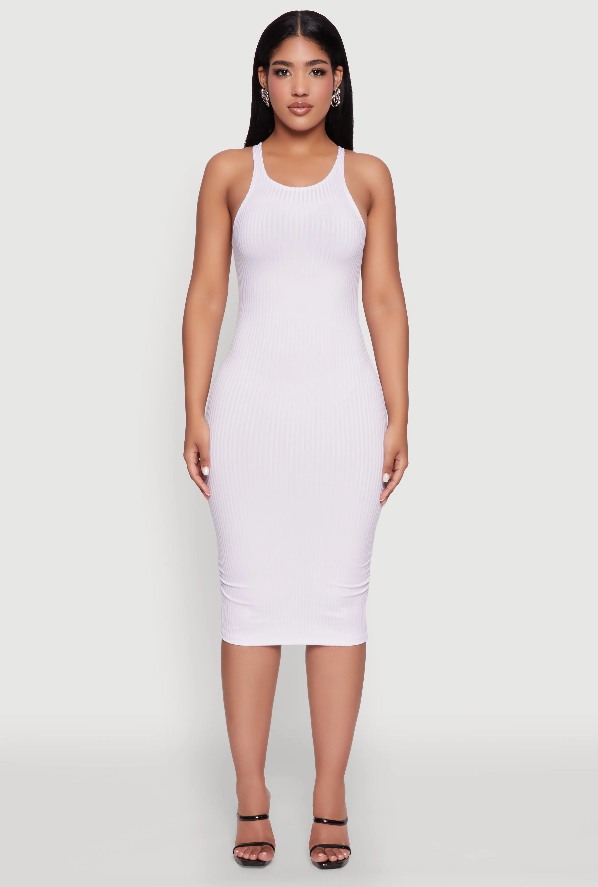 Rib Knit Tank Midi Dress Texture Play Trendy Style
