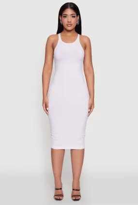 Rib Knit Tank Midi Dress Texture Play Trendy Style
