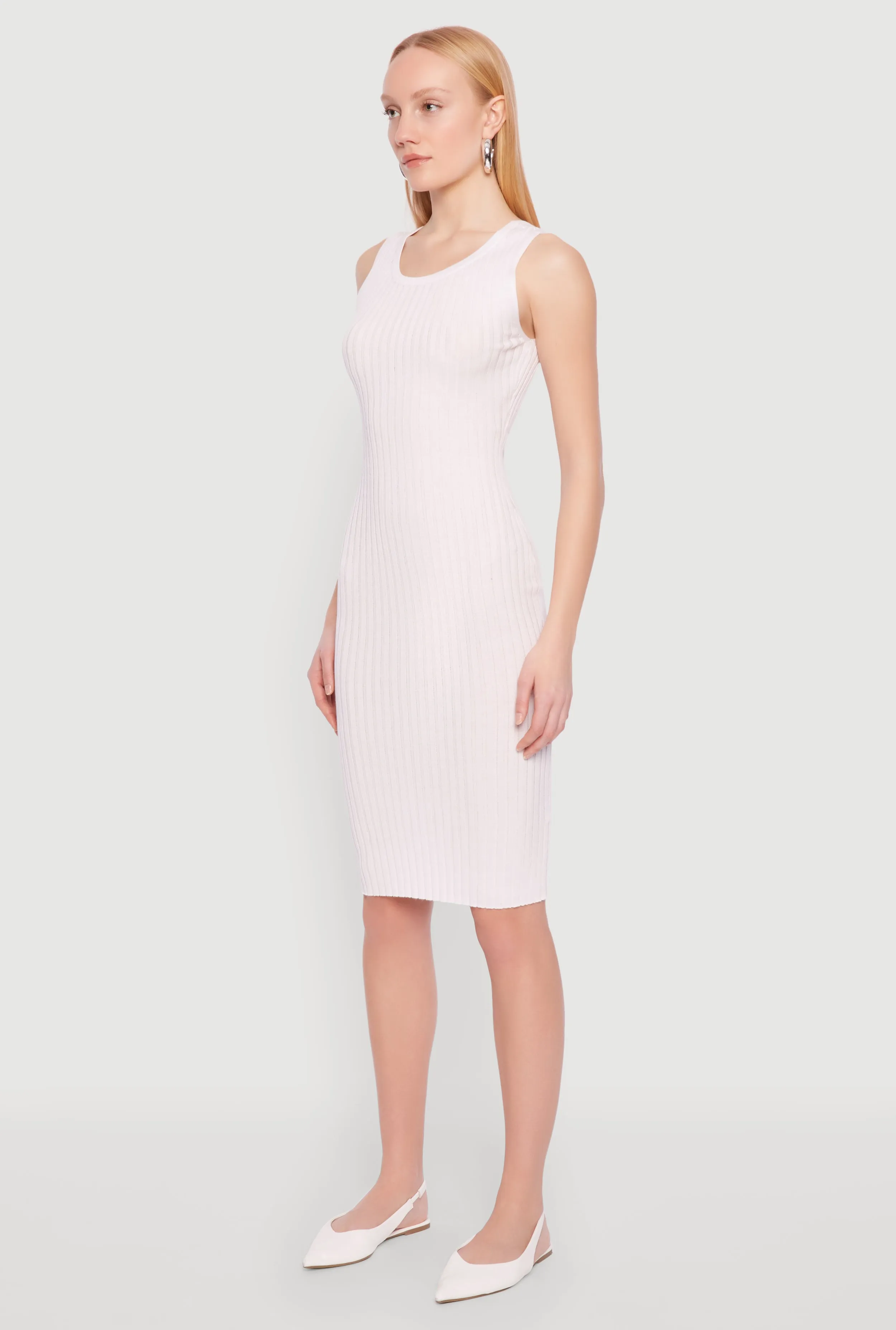 Move Free Ribbed Knit Scoop Neck Midi Dress