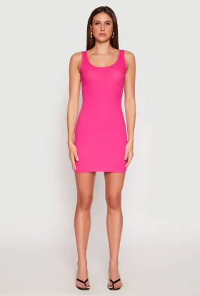 Soft cotton dress Ribbed Knit Scoop Neck Tank Dress
