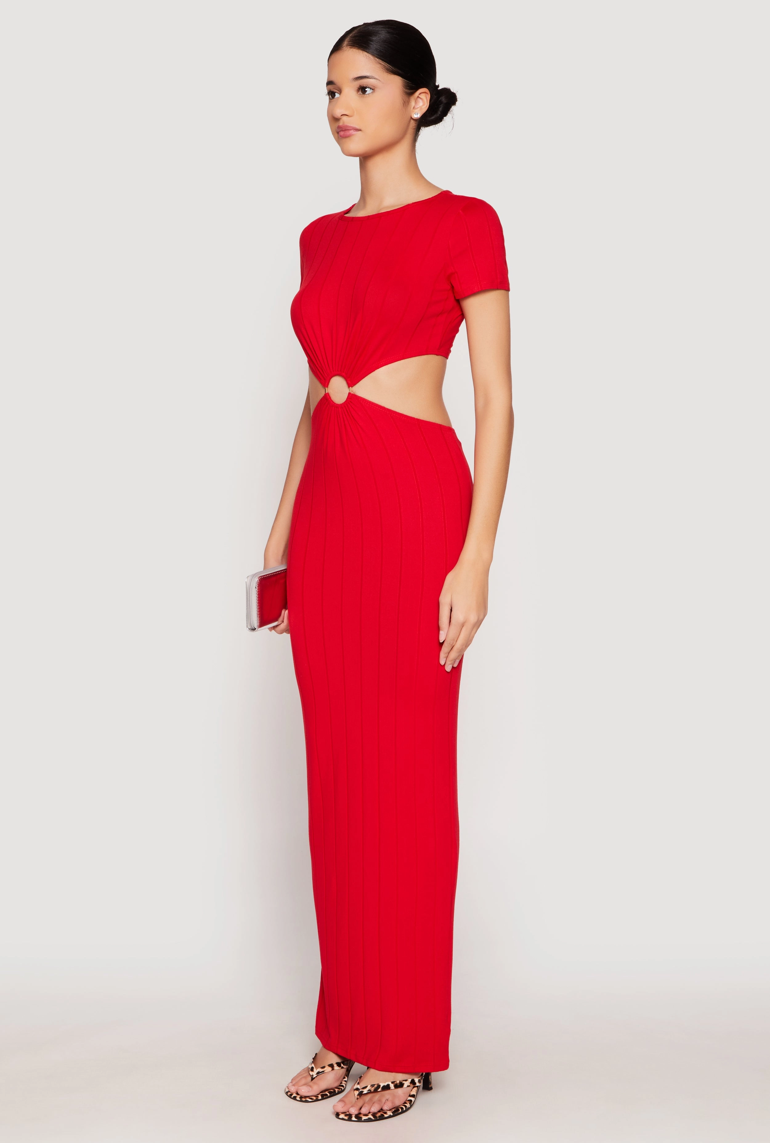 Ribbed Knit O Ring Cut Out Maxi Dress Rooftop-Event Care-Instructions-Included