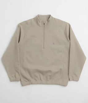Chunky Yarn Soft Fabric Look ROA Heavy Half Zip Sweatshirt - Taupe