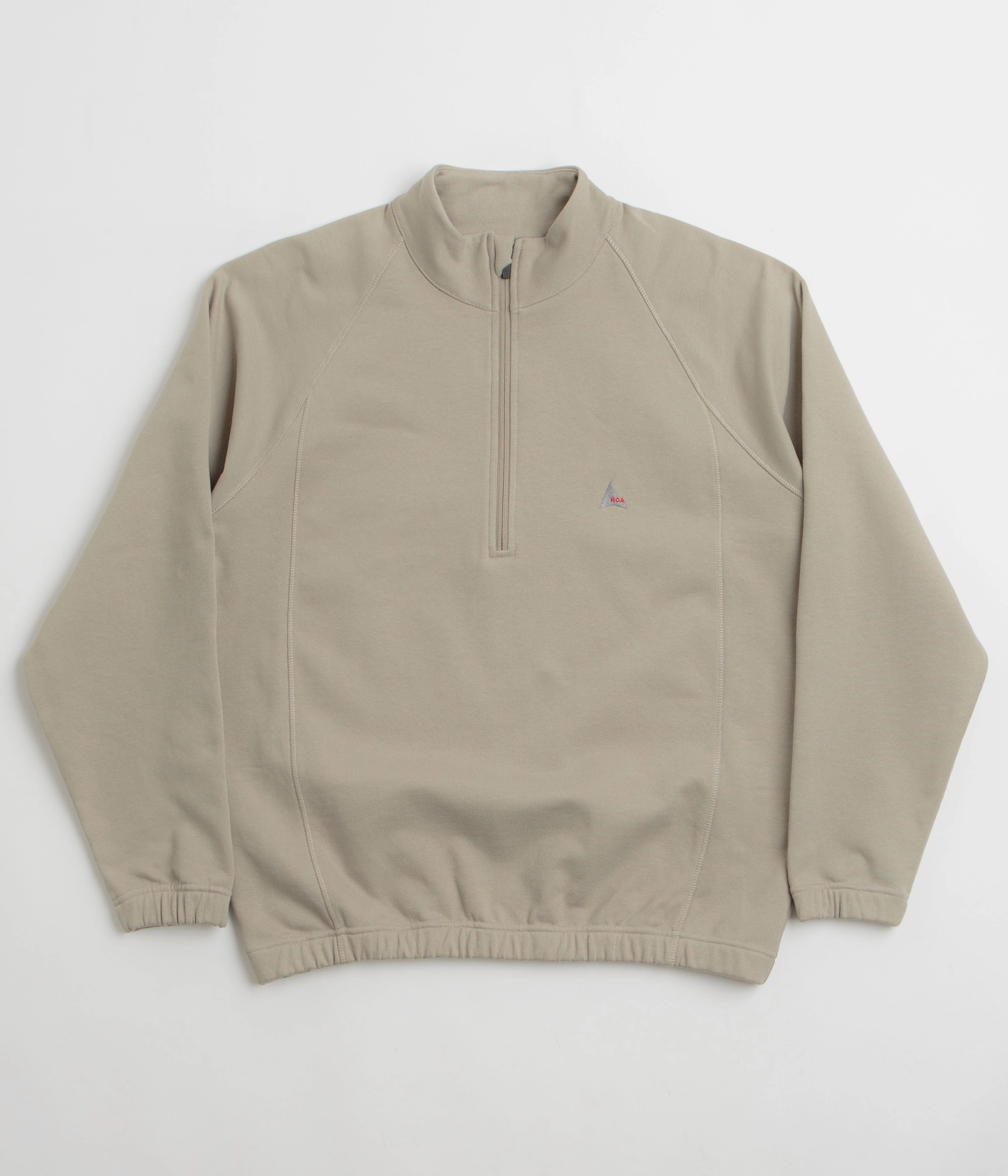 Chunky Yarn Soft Fabric Look ROA Heavy Half Zip Sweatshirt - Taupe