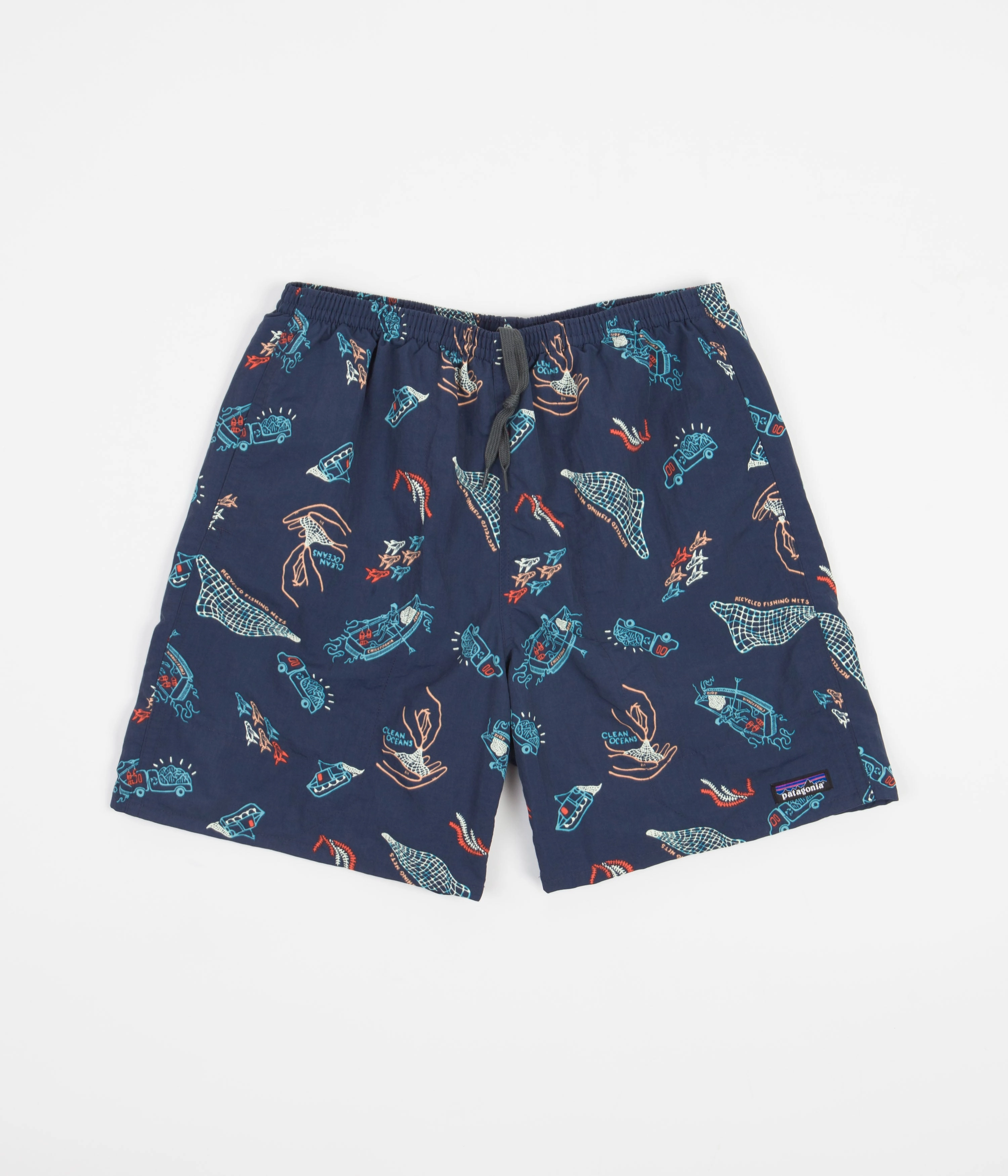 Quick Adjust Fit Patagonia Baggies Longs 7" Shorts - Clean Currents: Tidepool Blue