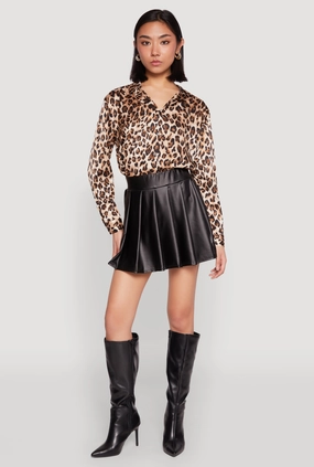High Waist Faux Leather Pleated Skirt Outfit Moodboard