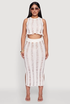 Chic High Waisted Midi Pencil Skirt with Side Slits natural fiber