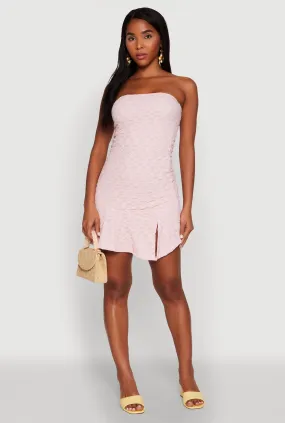 Madden Girl Floral Lace Strapless Mini Dress Fringe-Detail