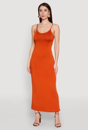 Scoop Neck Cami Maxi Dress Sophisticated Touch AdjustableStraps