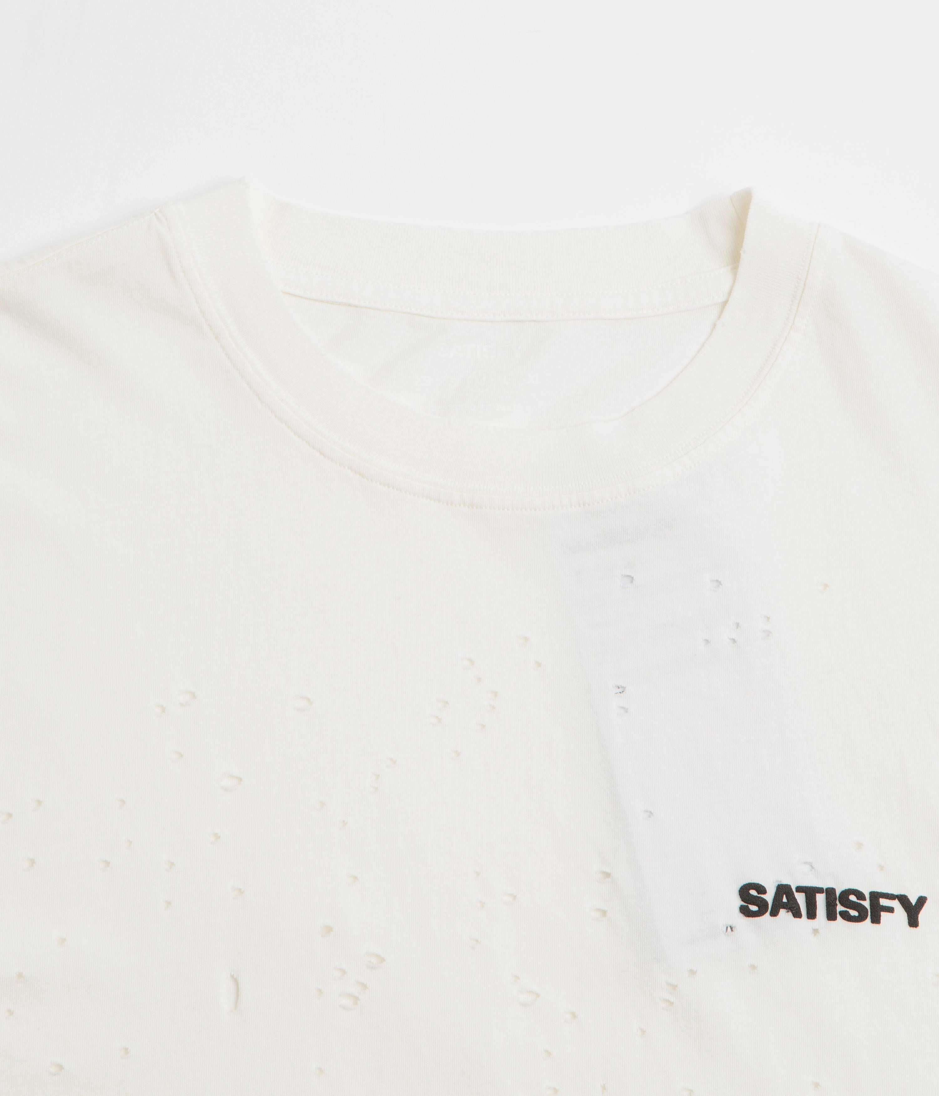 Cozy Layer Ribbed Collar Trim Satisfy MothTech T-Shirt - Off White / Black