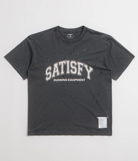 Satisfy MothTech Varsity Logo T-Shirt - Aged Black Breathable fabric ColorfastFabricTech