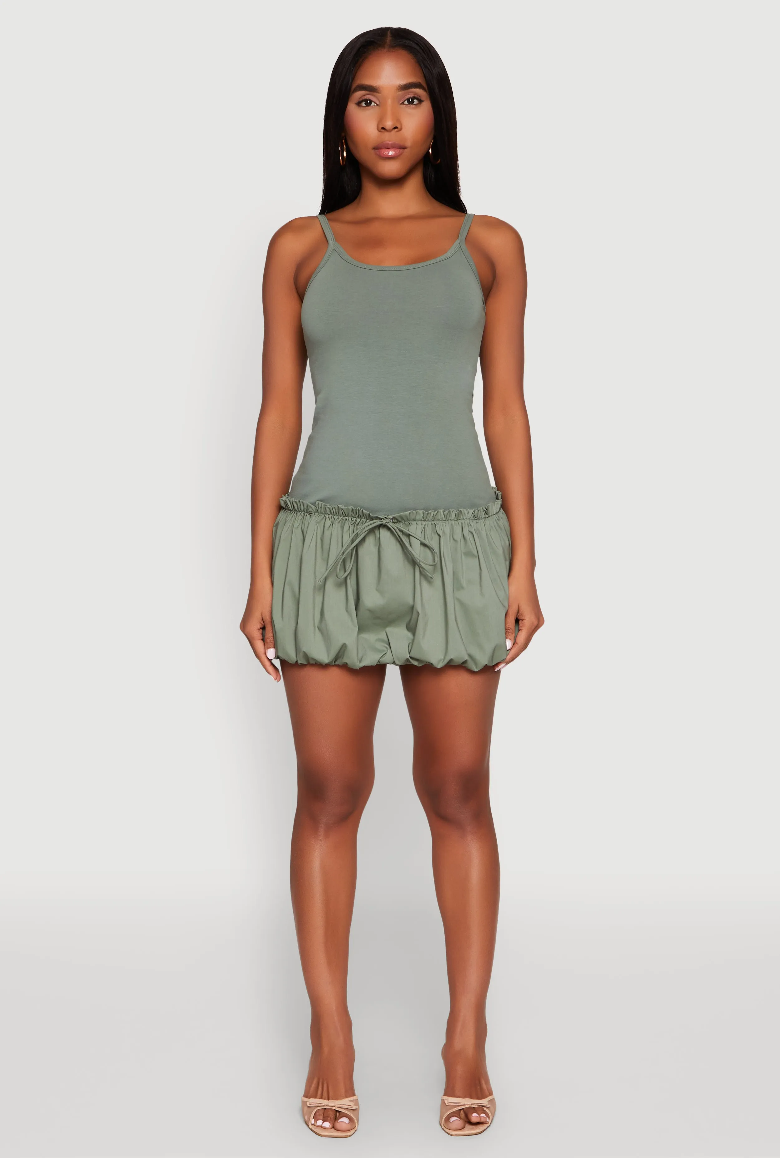 Flower Soft Day Ready Look Scoop Neck Bubble Dress