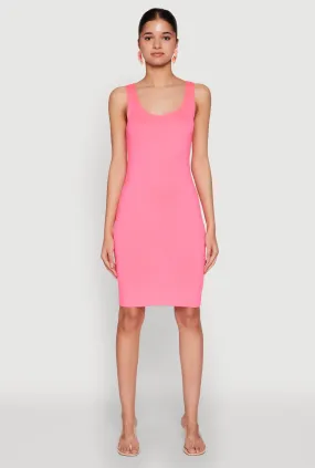 Sleek Drape Natural Layers Scoop Neck Tank Midi Dress