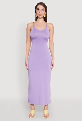 Scoop Neck Cami Maxi Dress Bold Color Relax Feel