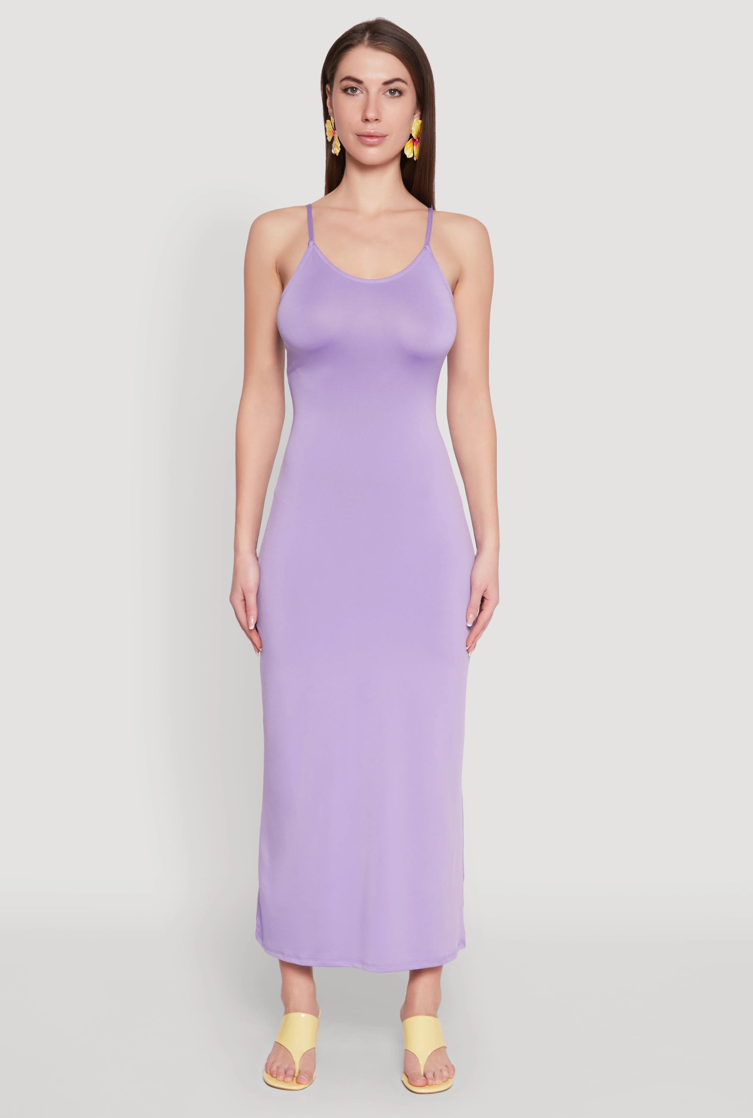 Scoop Neck Cami Maxi Dress Bold Color Relax Feel