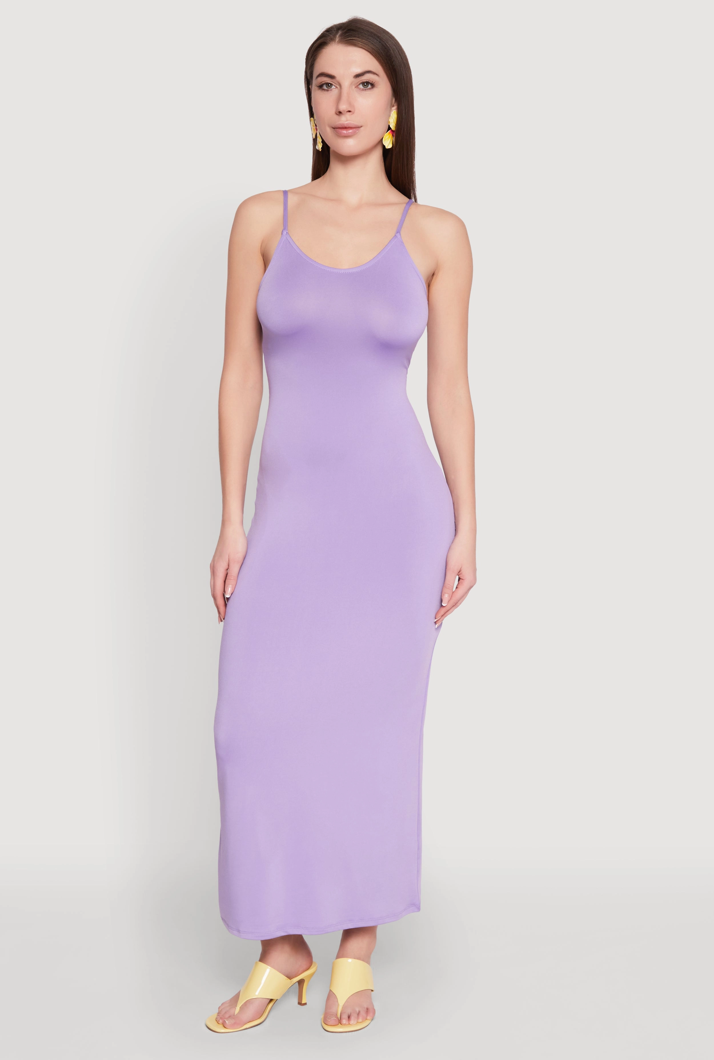 Scoop Neck Cami Maxi Dress DoubleLayeredMaterial