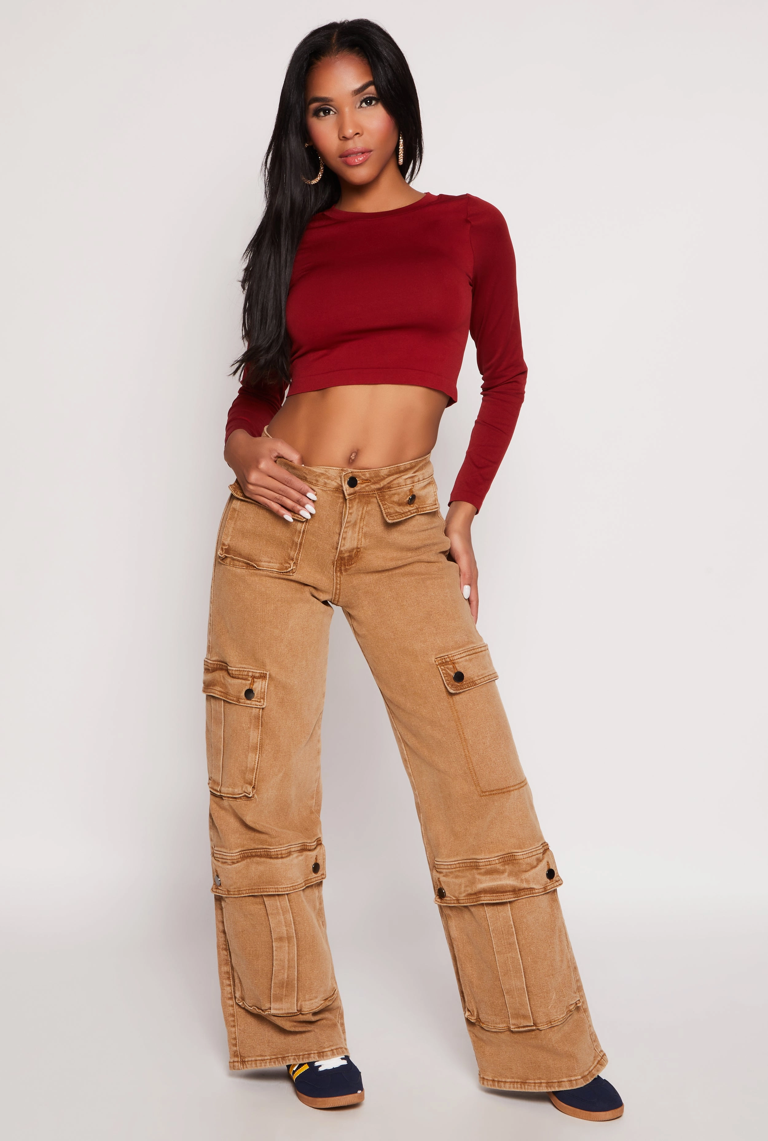 Bohemian Seamless Long Sleeve Crop Top