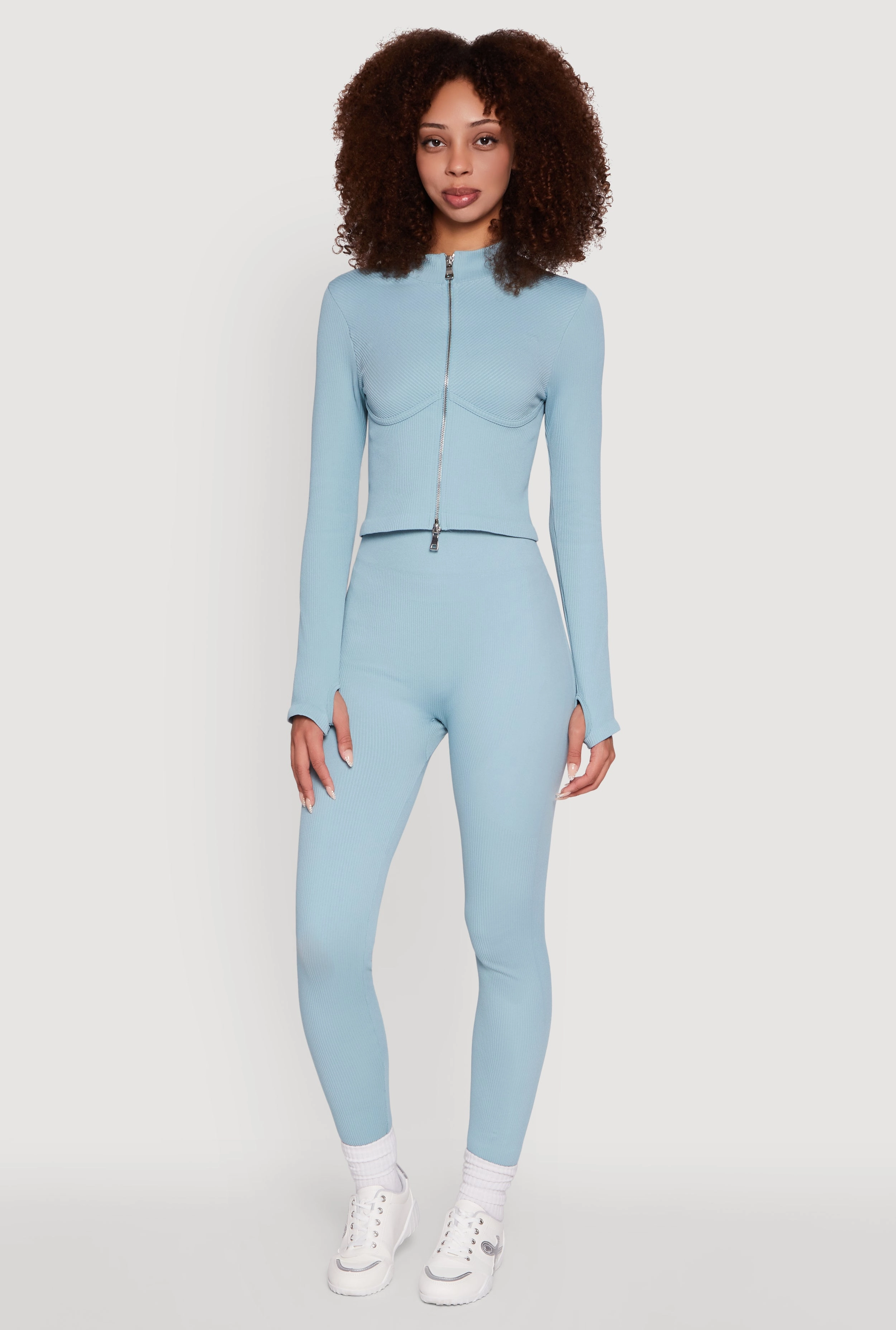 Seamless Ribbed Knit Bustier Detail Cropped Track Jacket Breathable Design Fashion Event
