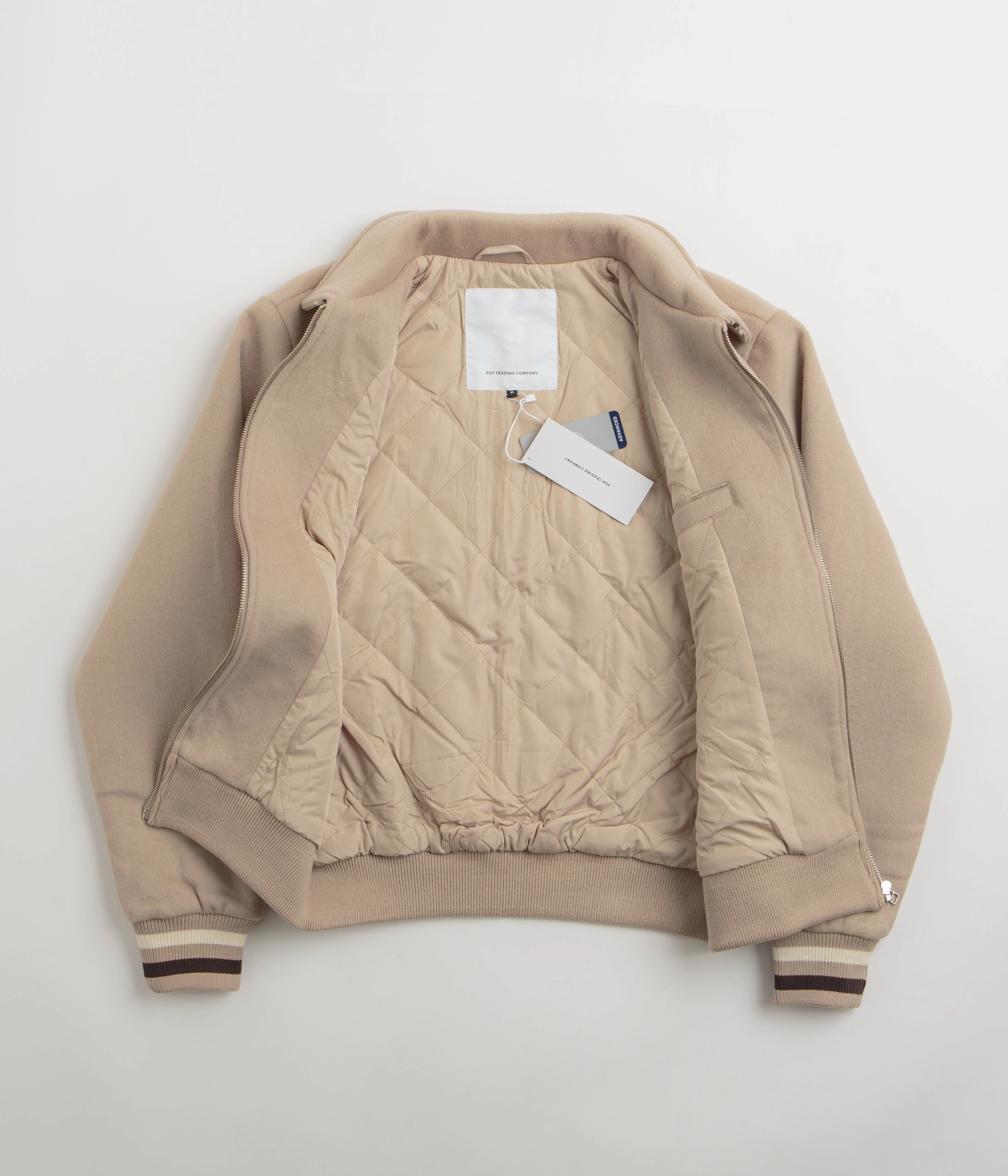 Pop Trading Company Varsity Jacket - White Pepper Flexible Armholes Water Resistant Coat