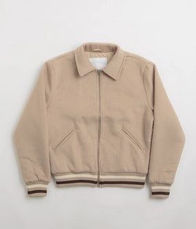 Pop Trading Company Varsity Jacket - White Pepper DoubleStitchSeams Down Stuffed