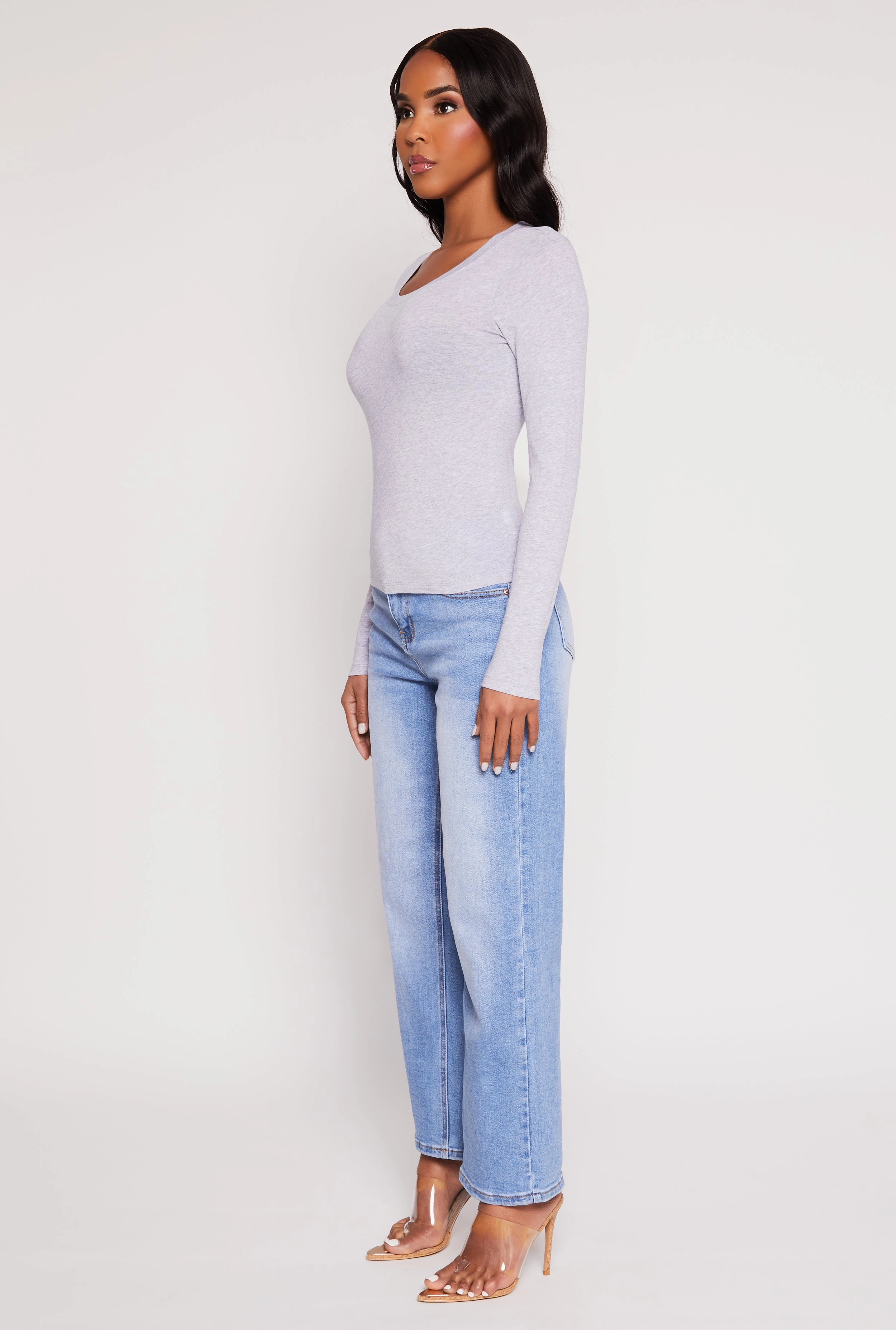 Basic Scoop Neck Long Sleeve Top Formal Wear Polar region