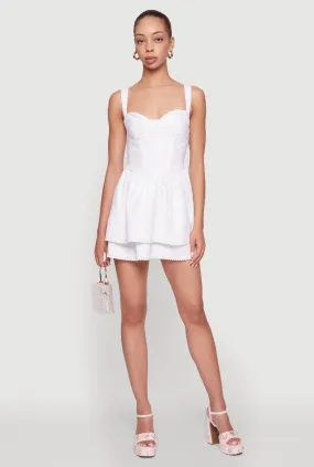 Floral Eyelet Tiered Bustier Skater Dress Comfortable and Flattering Travel Outfit