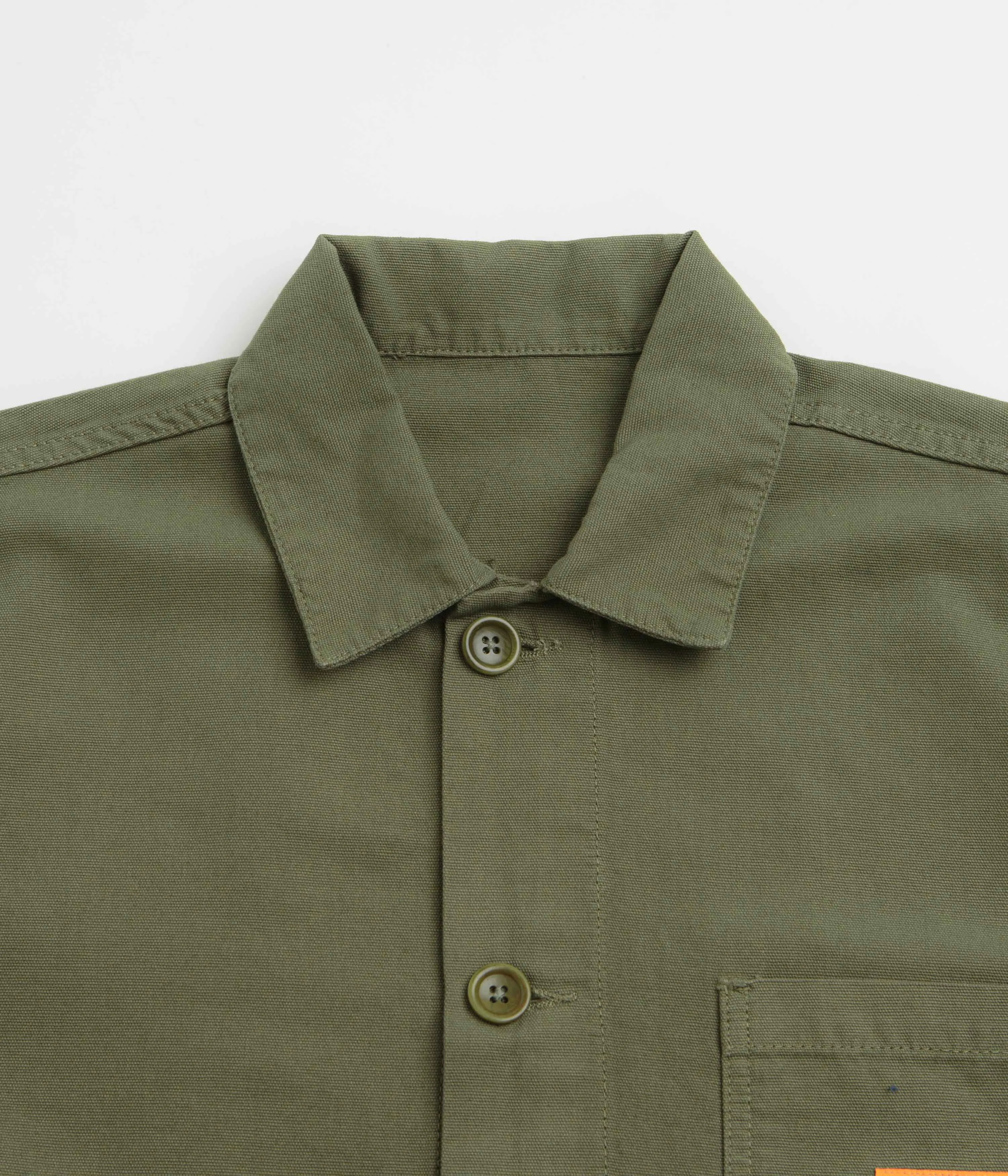 Athletic Cut Lounge Wear Service Works Canvas Chore Shirt - Olive