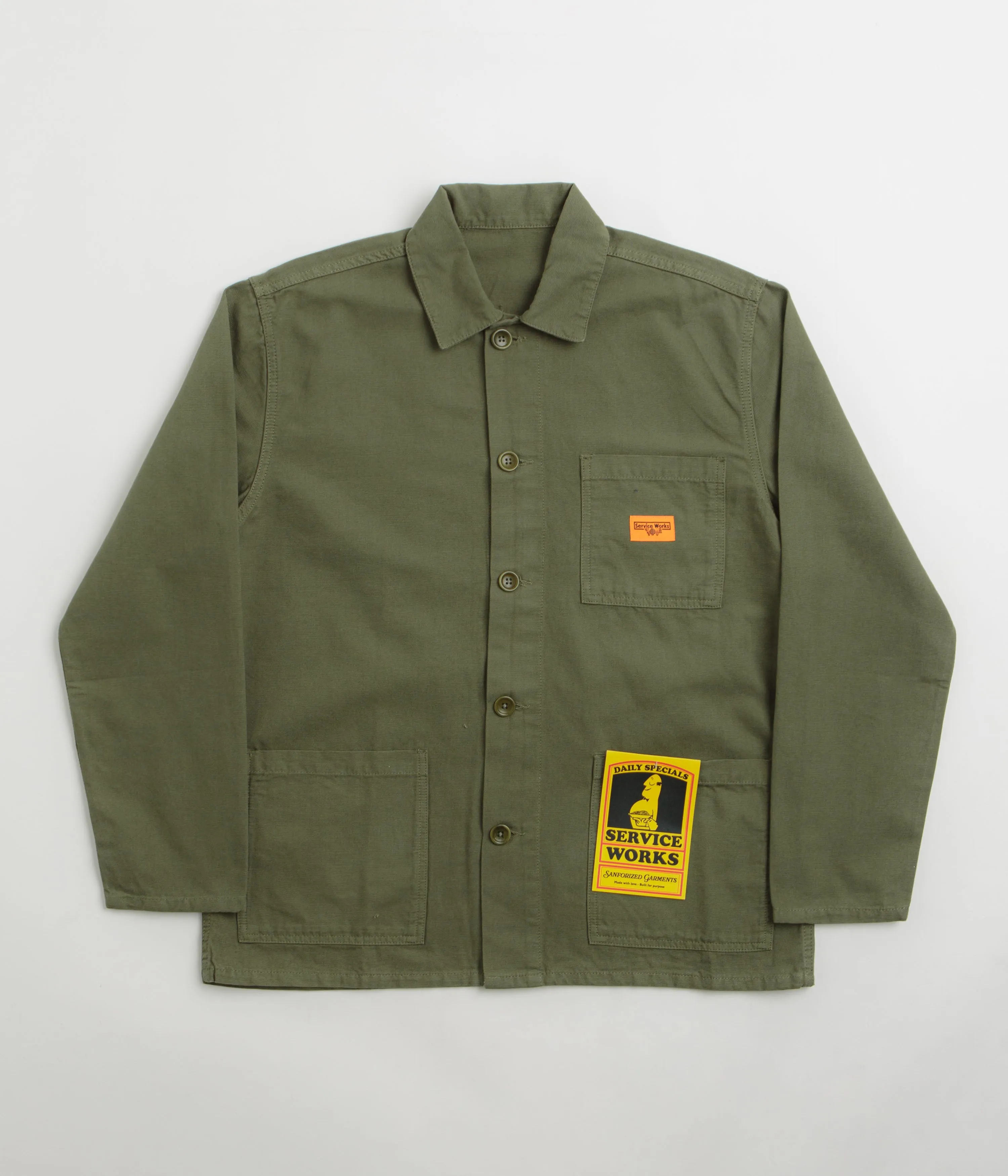 Night Out Designer Look Service Works Canvas Chore Shirt - Olive