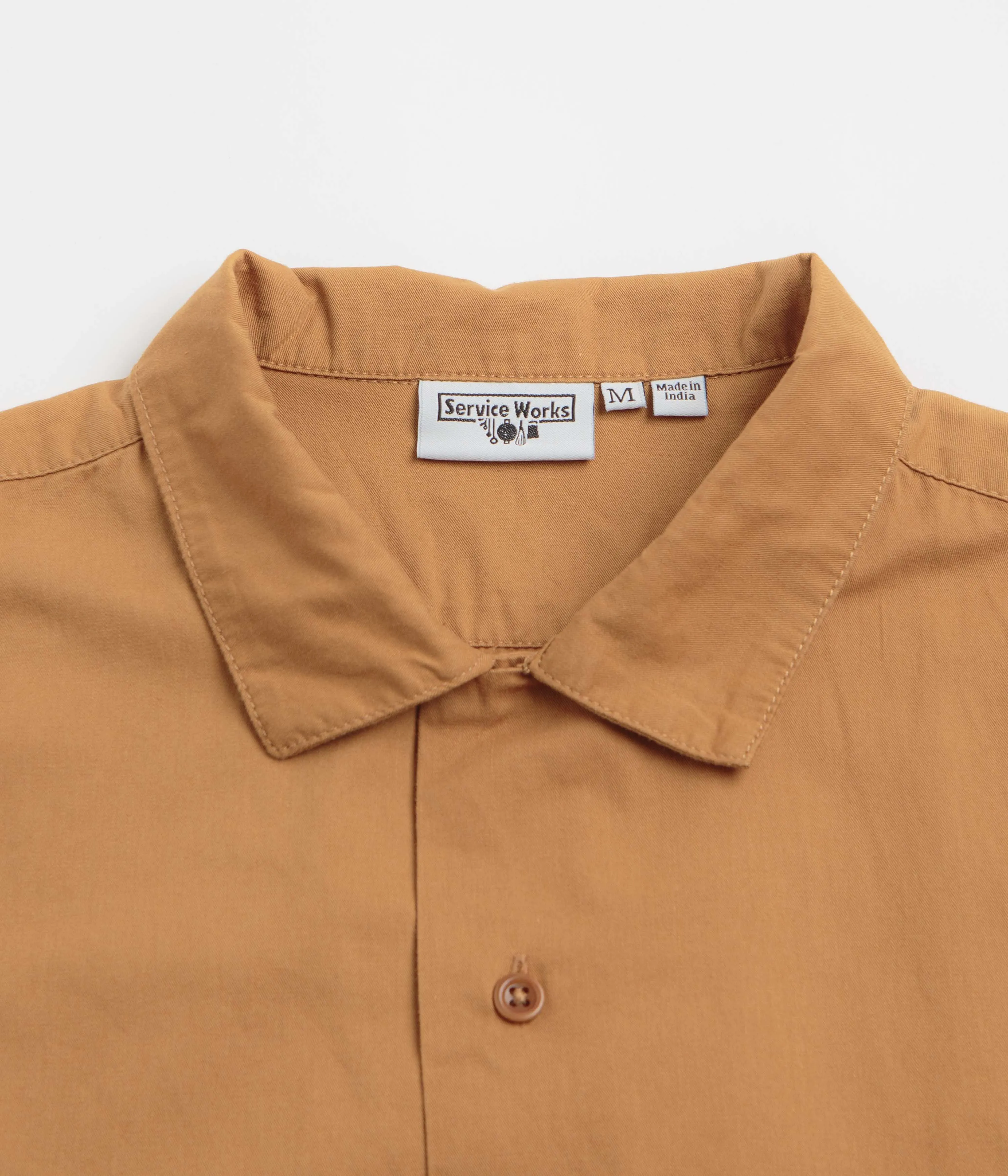 Flatlock stitching Stylish Detail Service Works Light Twill Picnic Short Sleeve Shirt - Burnt Sugar