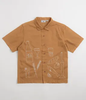 Sleeveless Cut Flexible Knit Service Works Light Twill Picnic Short Sleeve Shirt - Burnt Sugar