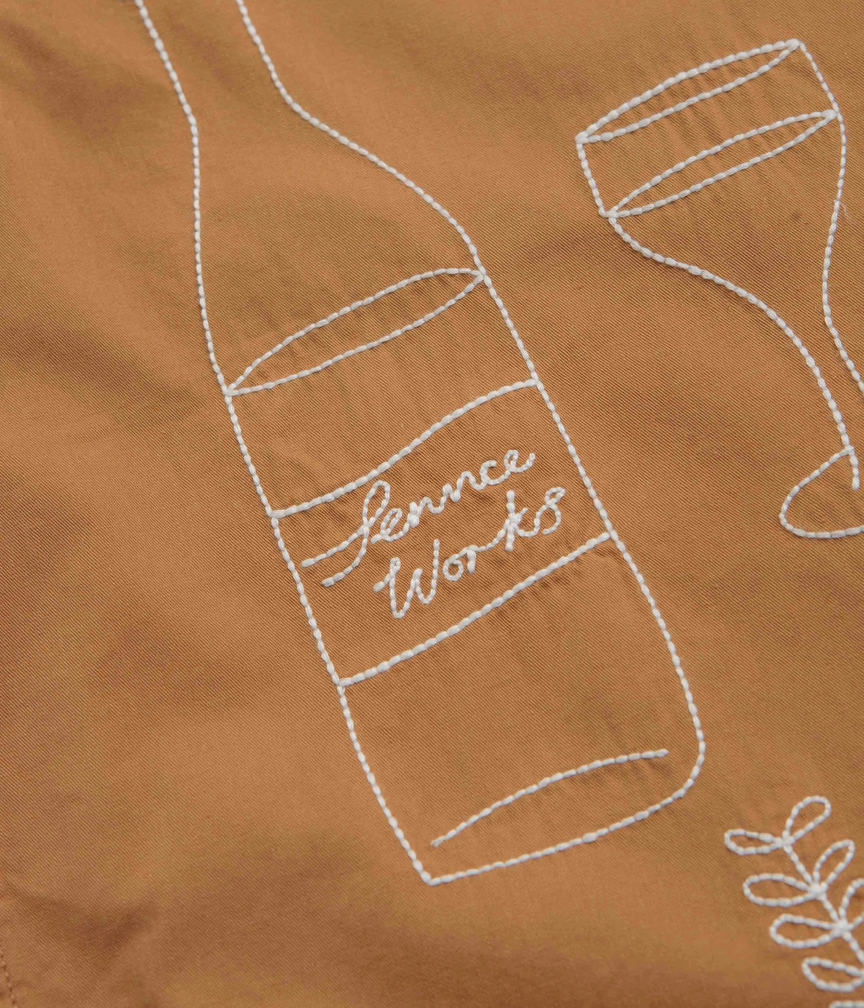 Service Works Light Twill Picnic Short Sleeve Shirt - Burnt Sugar Picnic Outfit