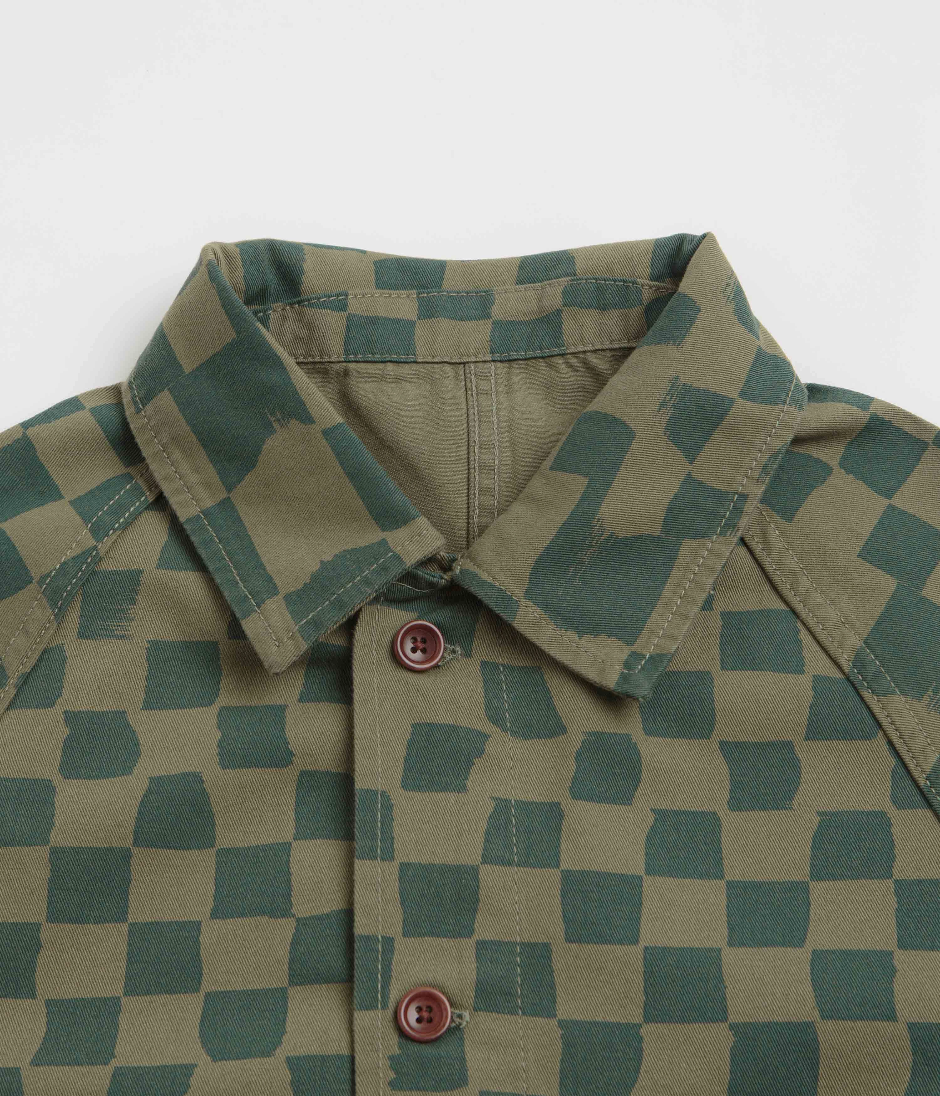 Service Works Drill Printed FOH Jacket - Olive Checker Snag Proof Surface