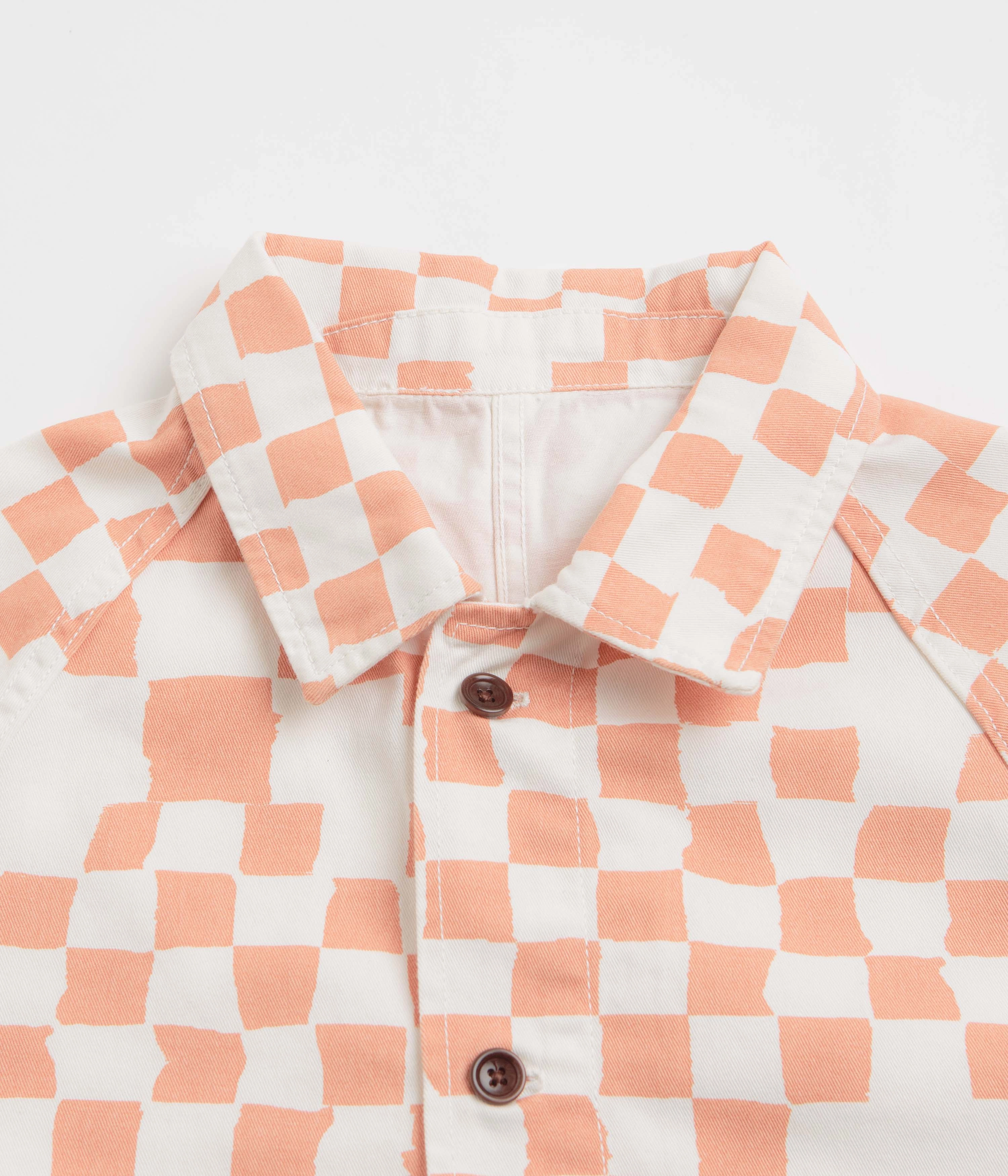 Eco Conscious Dye Process Service Works Drill Printed FOH Jacket - Salmon Checker